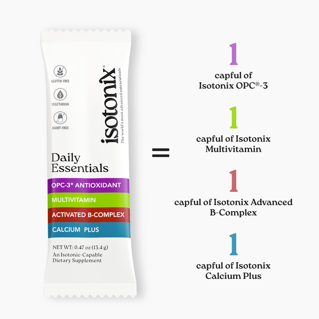 Isotonix® Daily Essentials Multivitamin Powder Packets – 4-in-1 Formula with Multivitamin, Activated B-Complex, Calcium Plus & OPC-3 with Pycnogenol® – Isotonic Delivery – Gluten Free-30 Packets