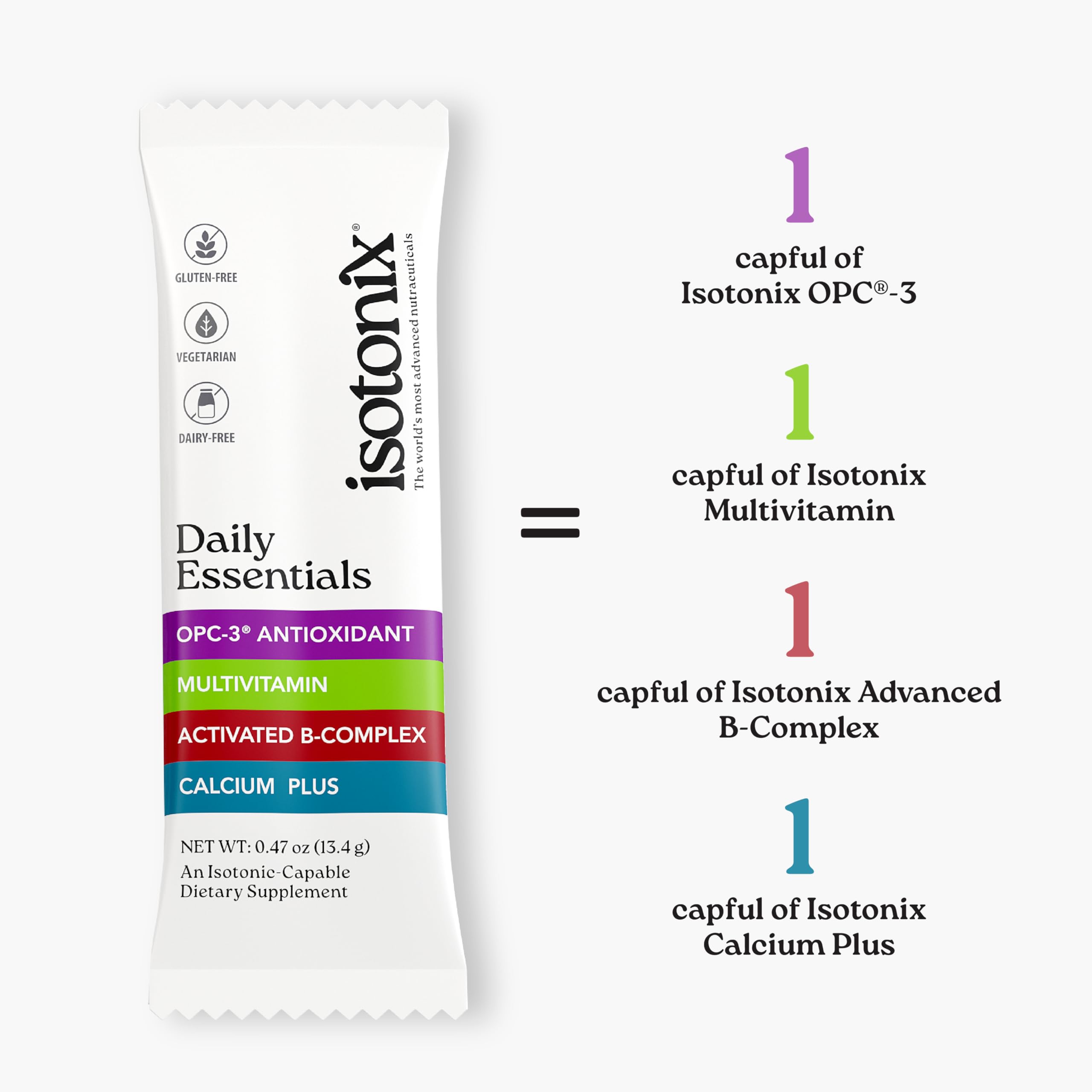 Isotonix® Daily Essentials Multivitamin Powder Packets – 4-in-1 Formula with Multivitamin, Activated B-Complex, Calcium Plus & OPC-3 with Pycnogenol® – Isotonic Delivery – Gluten Free-30 Packets