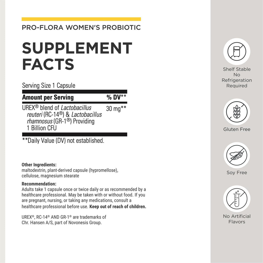 Integrative Therapeutics Pro-Flora Women’s Probiotic - Vaginal Health Probiotic*- Supports Urogenital Health in Women* - Convenient Daily Use - 30 Capsules (30 Capsules)