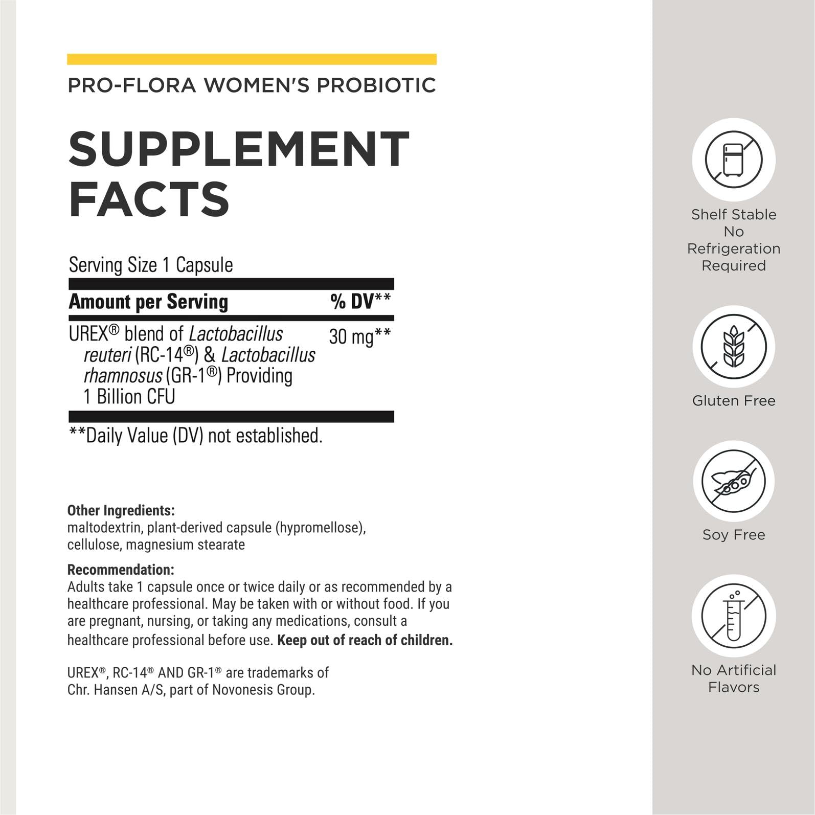 Integrative Therapeutics Pro-Flora Women’s Probiotic - Vaginal Health Probiotic*- Supports Urogenital Health in Women* - Convenient Daily Use - 30 Capsules (30 Capsules)