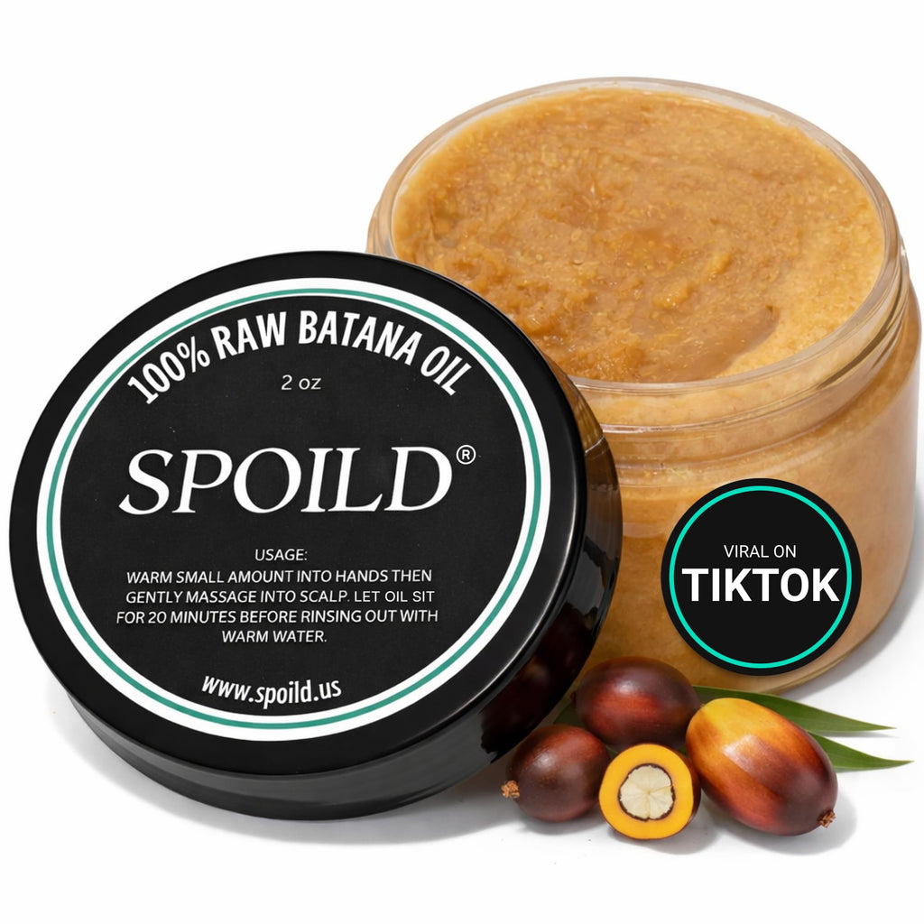 SPOILD Raw Batana Oil for Hair Growth - 100% Organic & Unrefined, Sourced from Honduras - Hair Thickening & Strengthening Oil - Reduces Hair Loss, Adds Shine & Repairs Damaged Hair, 2 oz