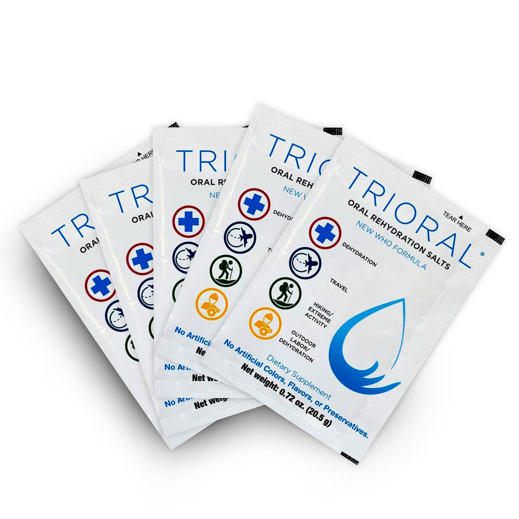 TRIORAL Rehydration Electrolyte Powder – Oral Rehydration Salts for Dehydration – Supports Hydration during Workouts, Fluid Loss, and Daily Wellness – 100 Drink Mix Packets