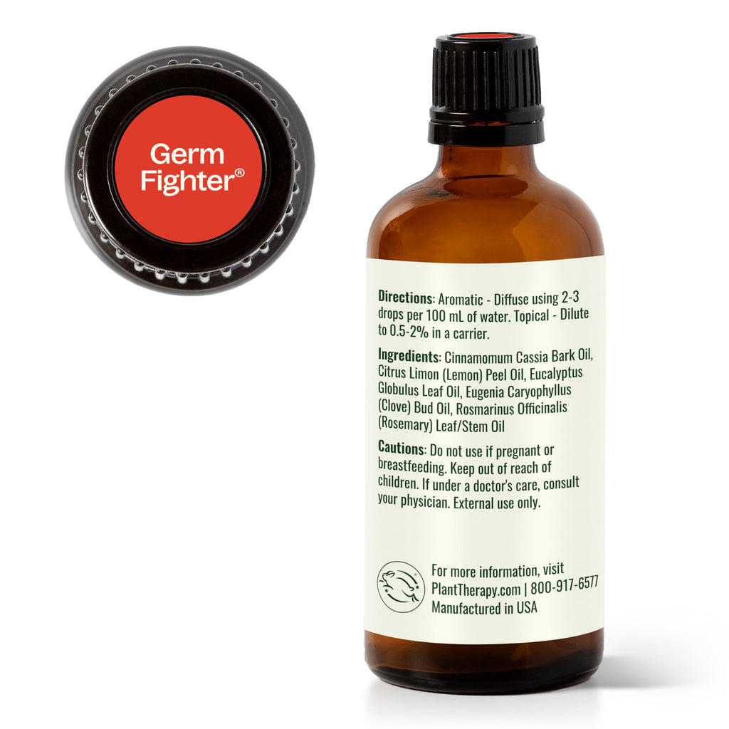 Plant Therapy Germ Fighter Essential Oil Blend 100% Pure, Undiluted, Natural Aromatherapy, Therapeutic Grade 100 mL (3.3 oz)