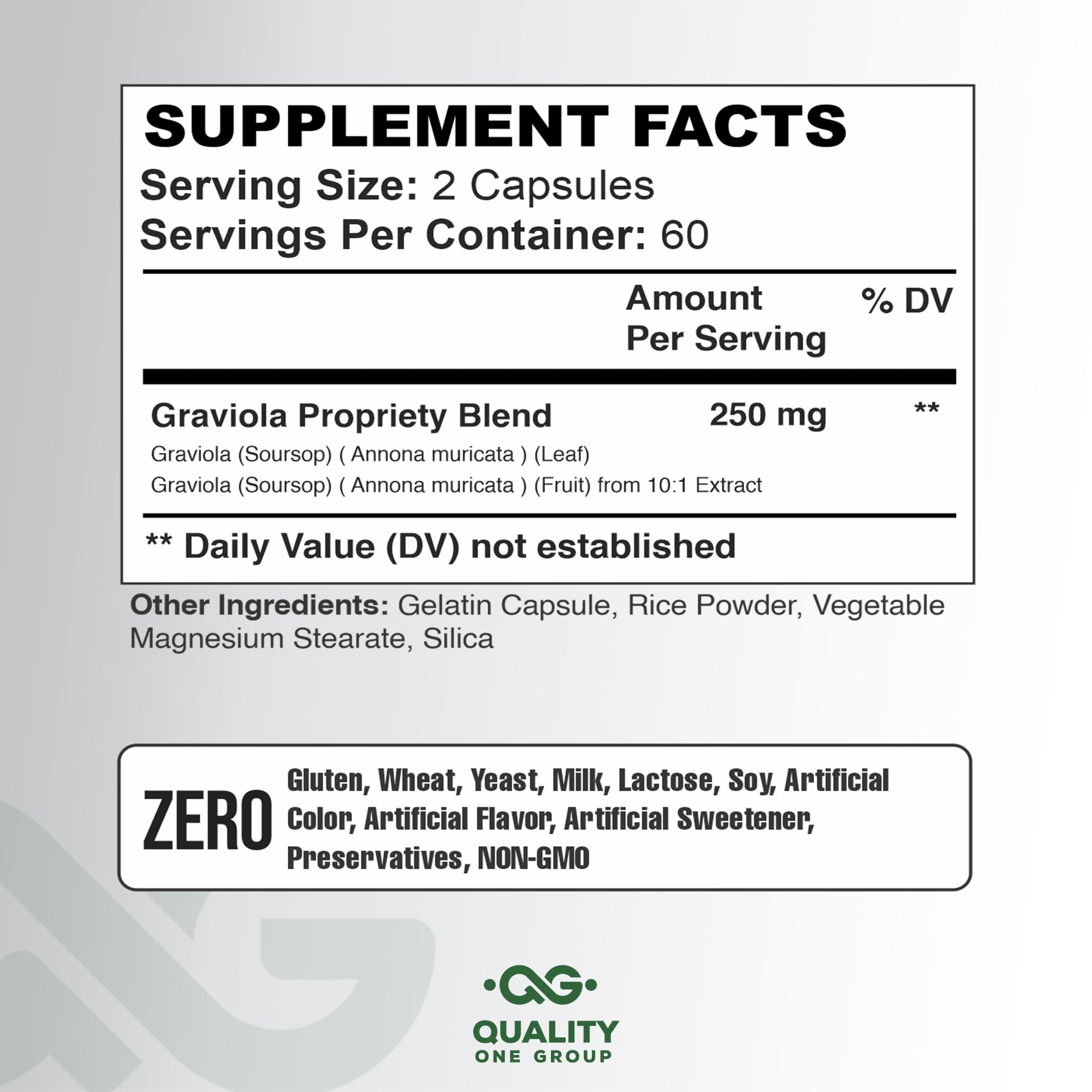 QUALITY ONE GRAVIOLA MAX - Pure Graviola Extract Supplement - Soursop (Annona muricata) -Immune System Booster & Antioxidants in Each Capsule of Pure Graviola (3 Units)