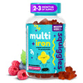 Squiggles Kids Multivitamin + Iron Gummies - Low Sugar Gummy Vitamins with Iron Supplements for Kids - Broad Spectrum of Vitamins and Minerals, Chewy, Yummy Berry Flavor (100 Count)
