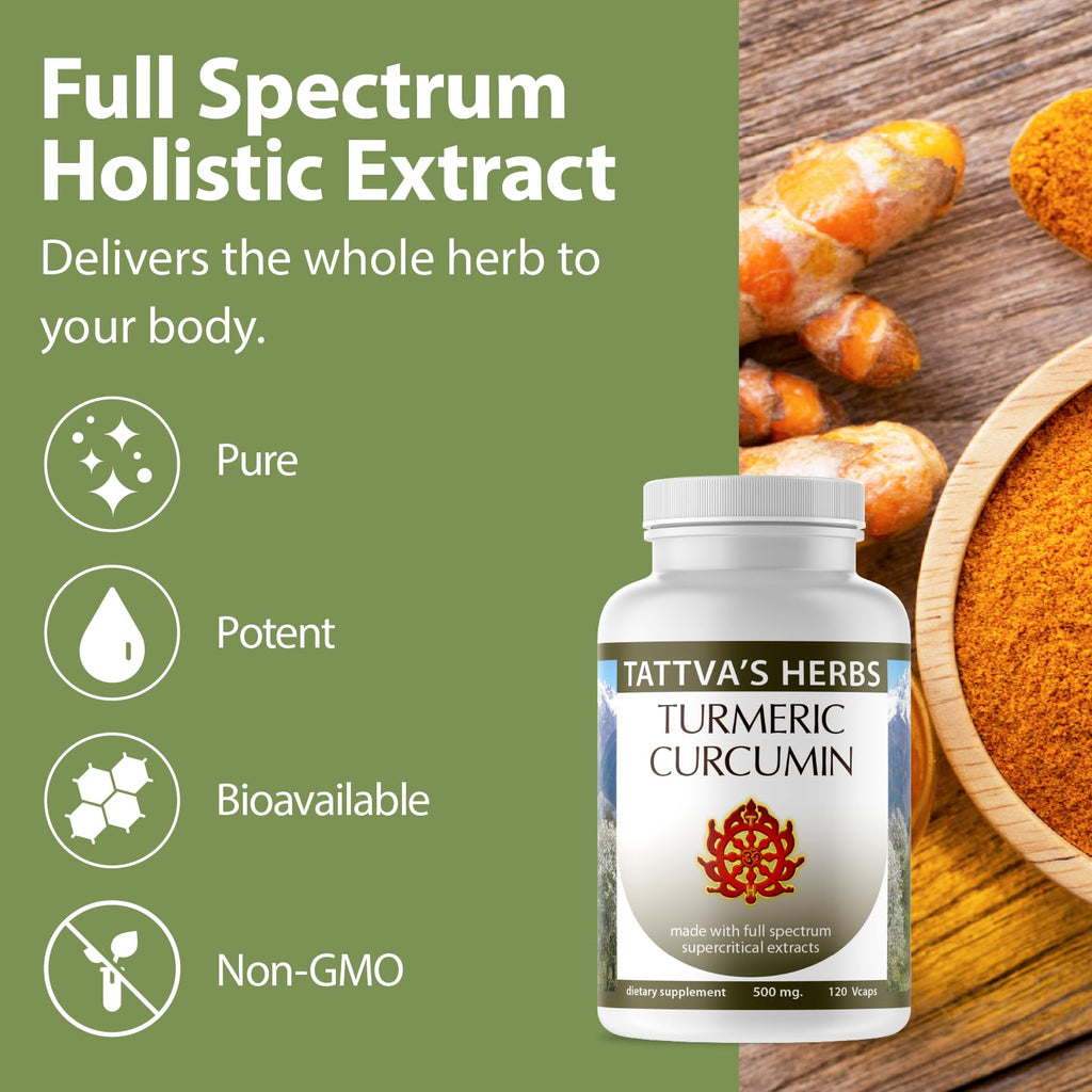 Tattva's Herbs Turmeric Curcumin 2-Pack (240 Capsules Total, 500mg) | Premium Supercritical CO2 Extract with Black Peppe