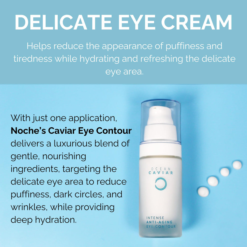 Noche Y Dia Caviar Eye Contour for Mature Skin - Made in Spain - Anti Aging Cream with Hyaluronic Acid - Targets Wrinkles, Bags, Puffiness, Circles - 30mL (1.02 fl oz)