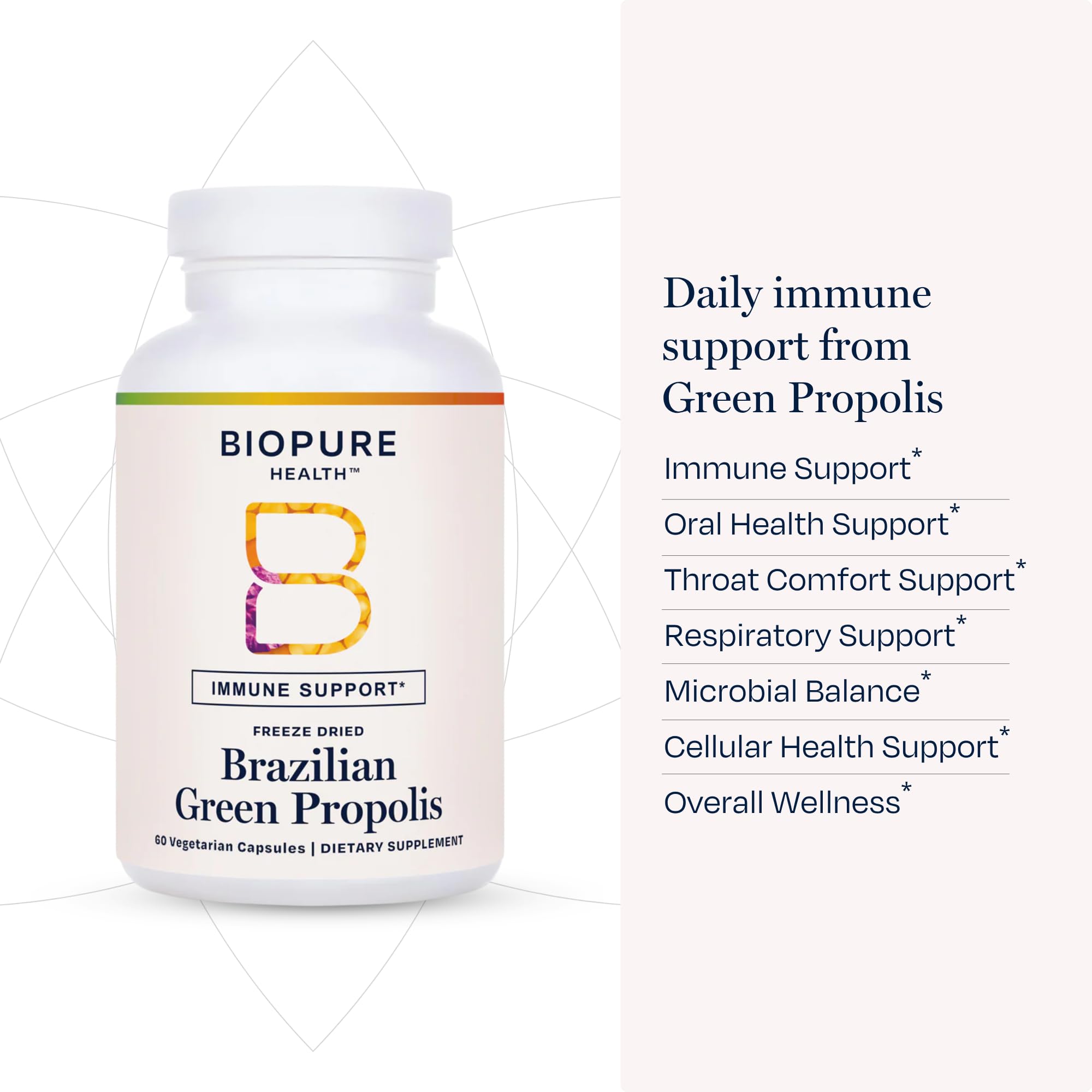 BioPure Brazilian Green Propolis Pure Propolis Extract – Natural Freeze-Dried Extract with Atrepillin-C ad Phenols to Support Respiratory, Gastrointestinal, and Immune Function – 60 Capsules