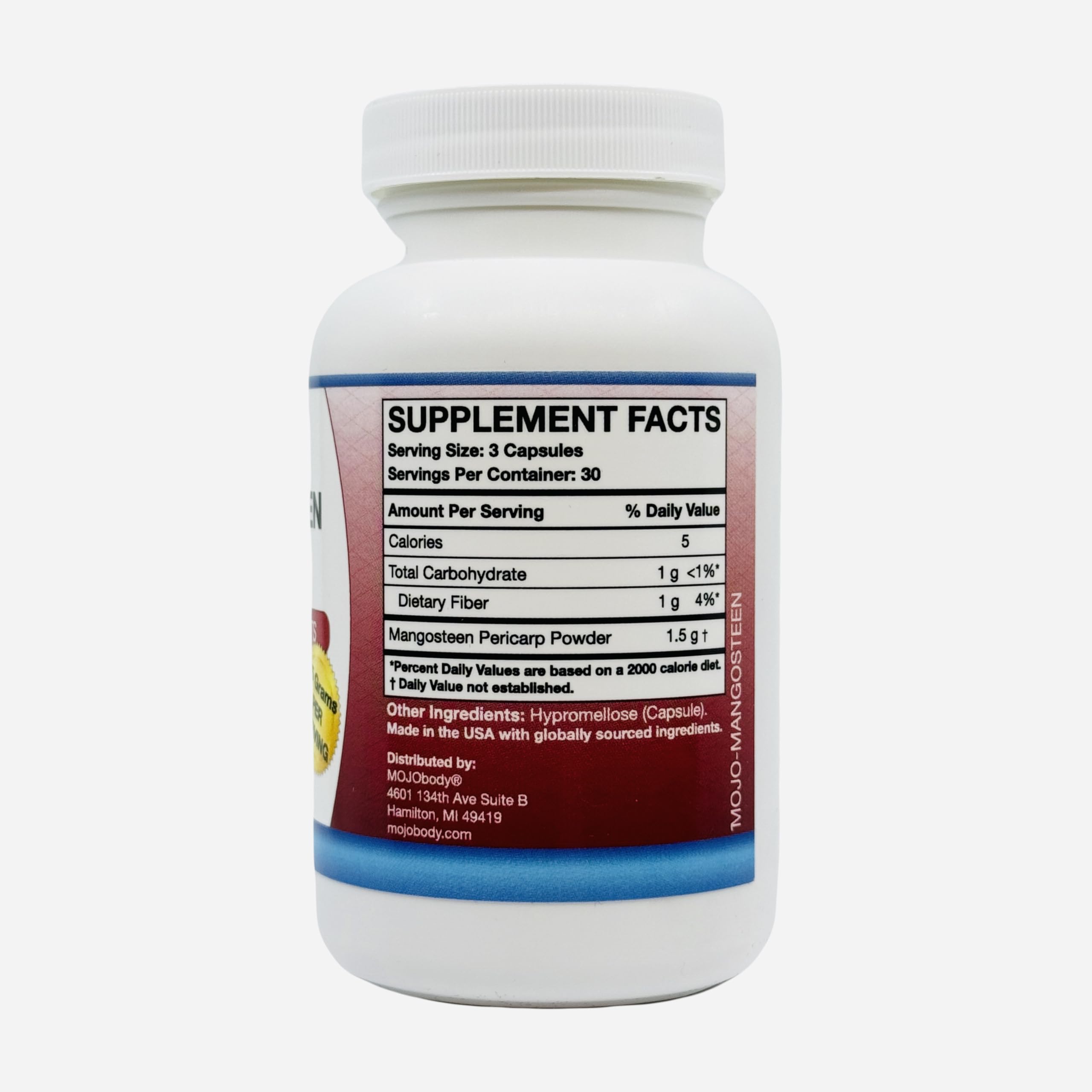 MOJObody Freeze Dried Mangosteen Pericarp Capsules, 1.5 Grams per Serving, 90 Veggie Capsules per Bottle, Xanthone Rich