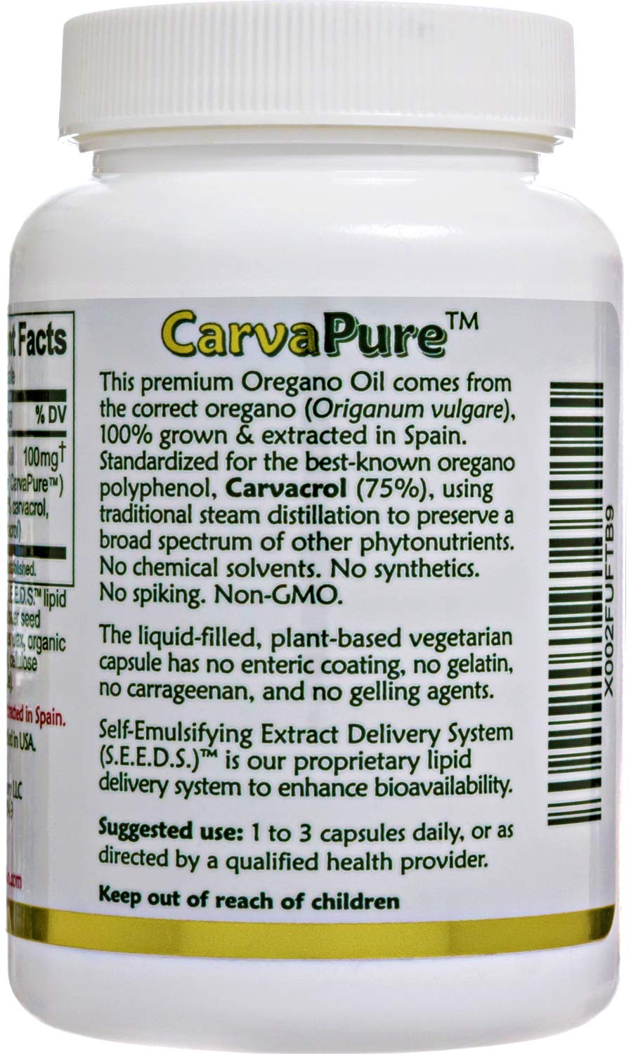 Island Nutrition, Oregano Oil Capsules, Organic Ingredients - Super-Strength, Grown in Spain, 90-ct Liquid-Filled - Organic Oil of Oregano Capsules with Enhanced Delivery
