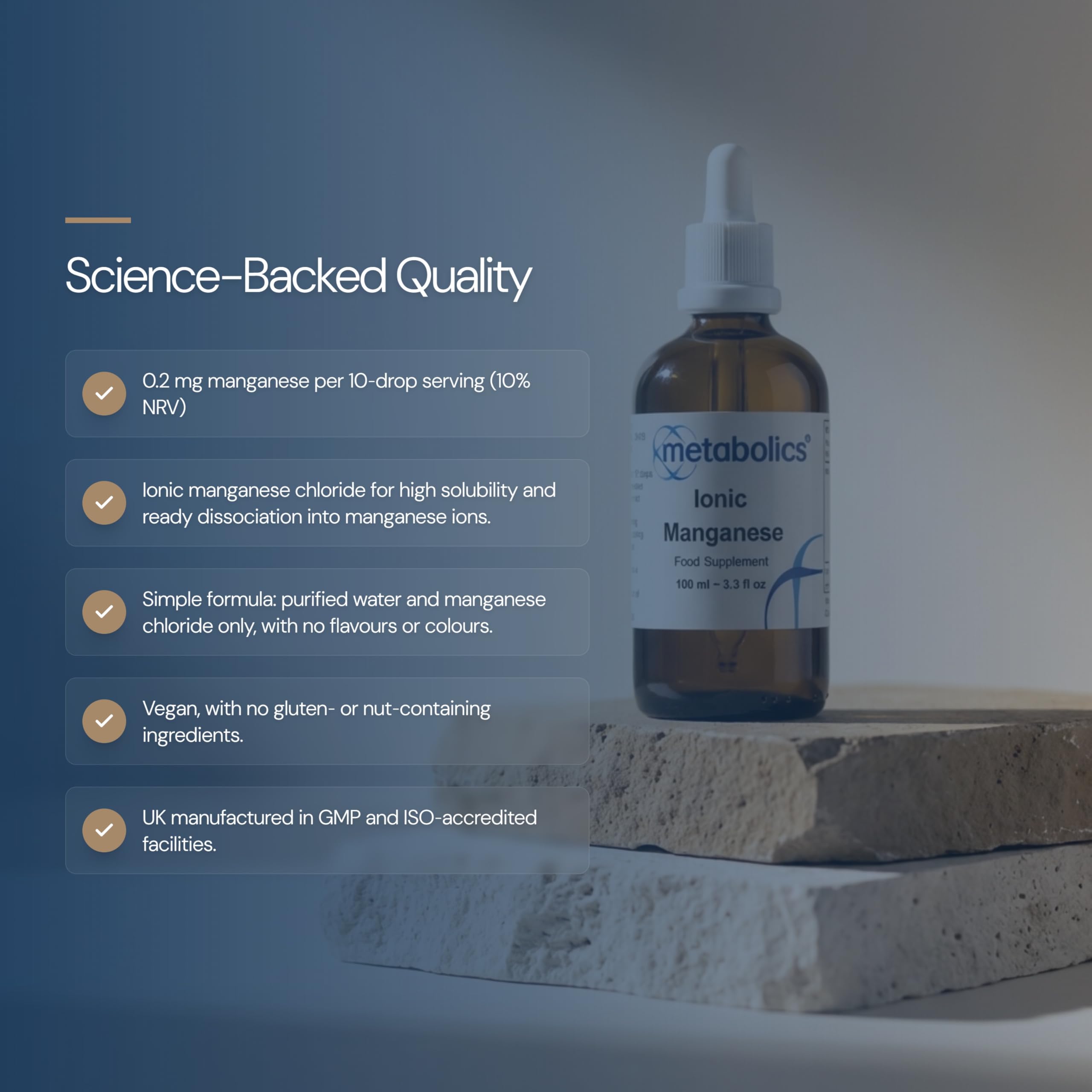 Ionic Manganese Liquid Supplement 100ml | Suitable for sublingual Consumption | Made in the UK | Nothing Added