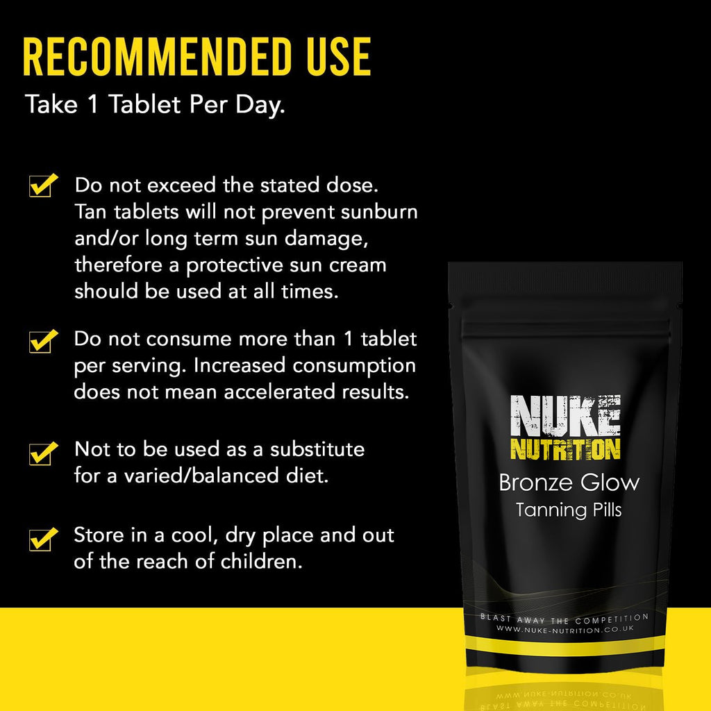 Nuke Nutrition Tanning Tablets x180 - Tanning Tablets Fast Tan Without Sun - Natural Tanning Accelerator Supplement For Your Bronze Glow - Tan Optimizer for a Sunkissed Glow - Lotion & Oil Alternative