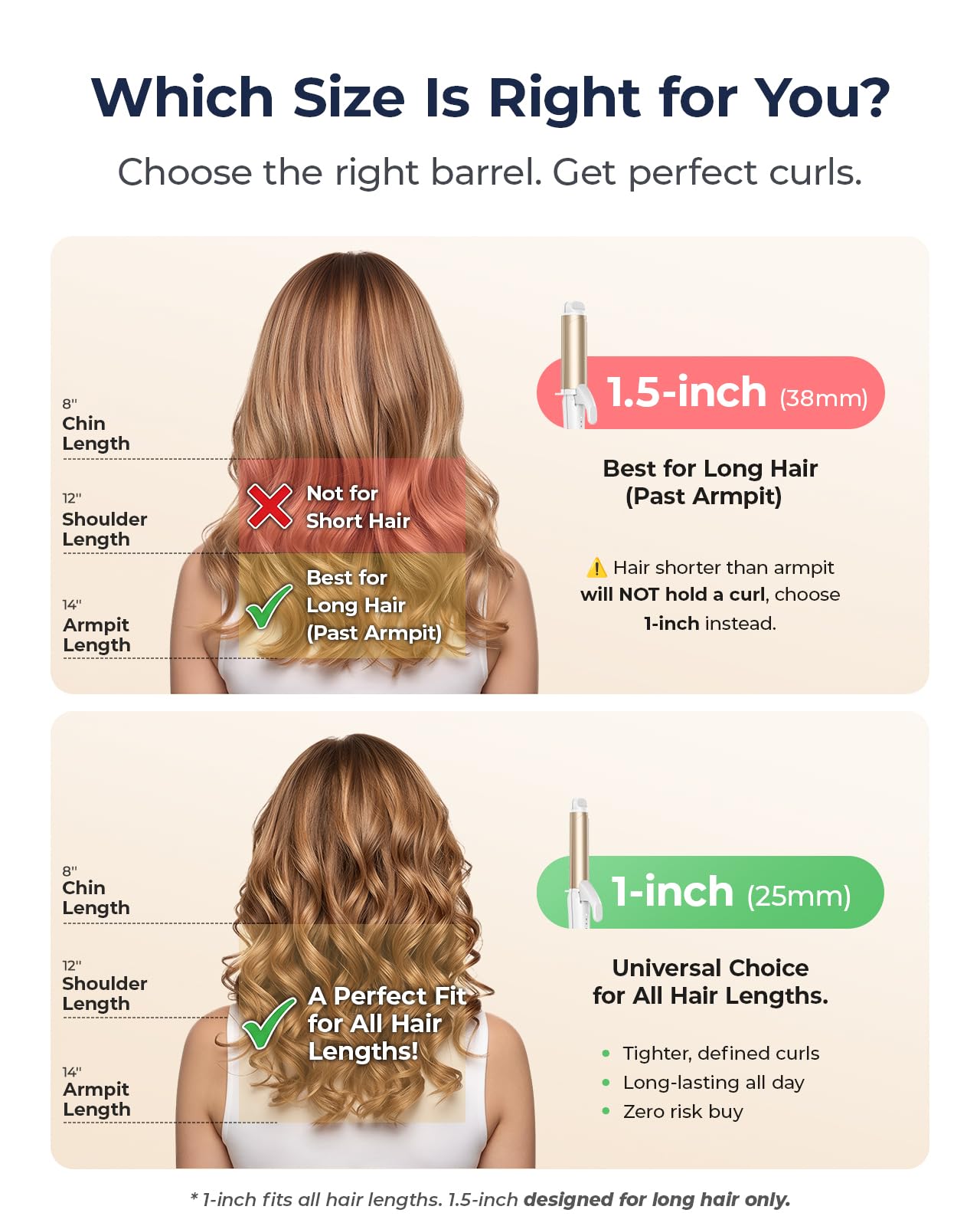 FURIDEN Lite Dual-Voltage Curling Iron: 110V-240V 1 1/2 Inch Ceramic Wide Barrel 2-in-1 Curling Iron for Chin Length Hair - Europe Travel for Soft Curls with Clamp