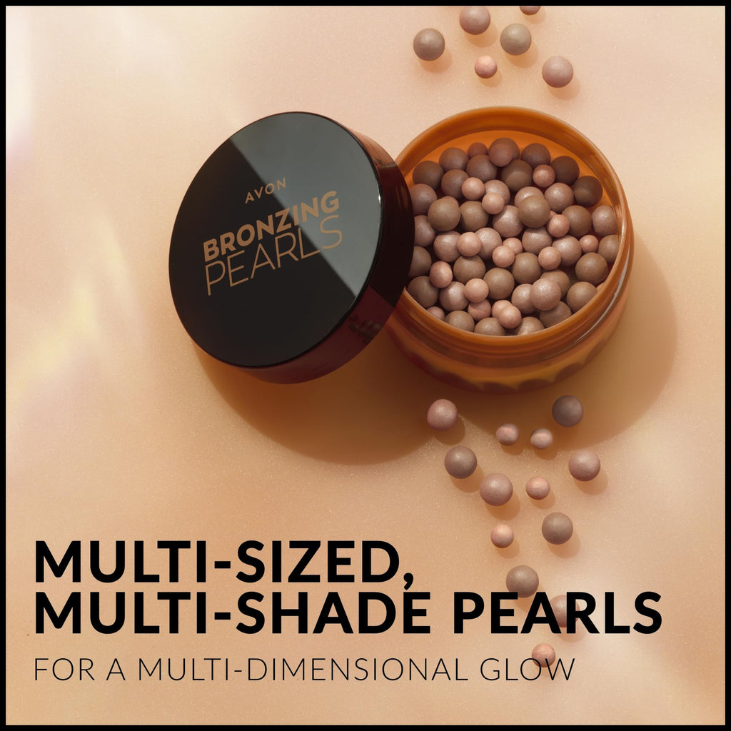 Avon Bronzing Pearls - Medium Tan, Multi-Shade Pearls with Mineral Pigments for a Buildable Multi-Dimensional Sun-Lit Glow, Suitable for All Skin Tones, Cruelty-Free Face Bronzer, 28g