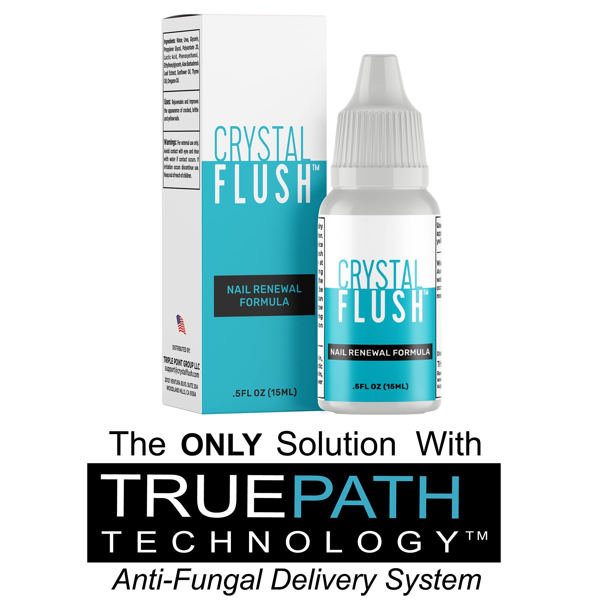 Crystal Flush Nail Renewal Formula – Nail & Toe Treatment, As Seen On TV, Fast Results for Discolored, Yellow, Damaged, Cracked Nails – 05 oz./15 ml