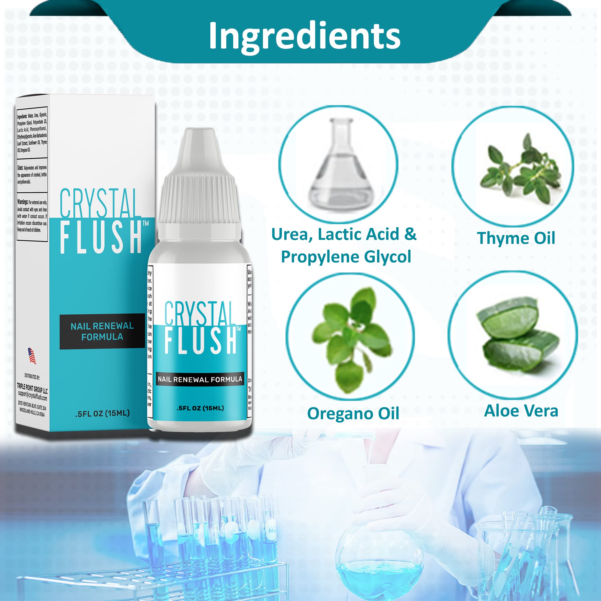 Crystal Flush Nail Renewal Formula – Nail & Toe Treatment, As Seen On TV, Fast Results for Discolored, Yellow, Damaged, Cracked Nails – 05 oz./15 ml