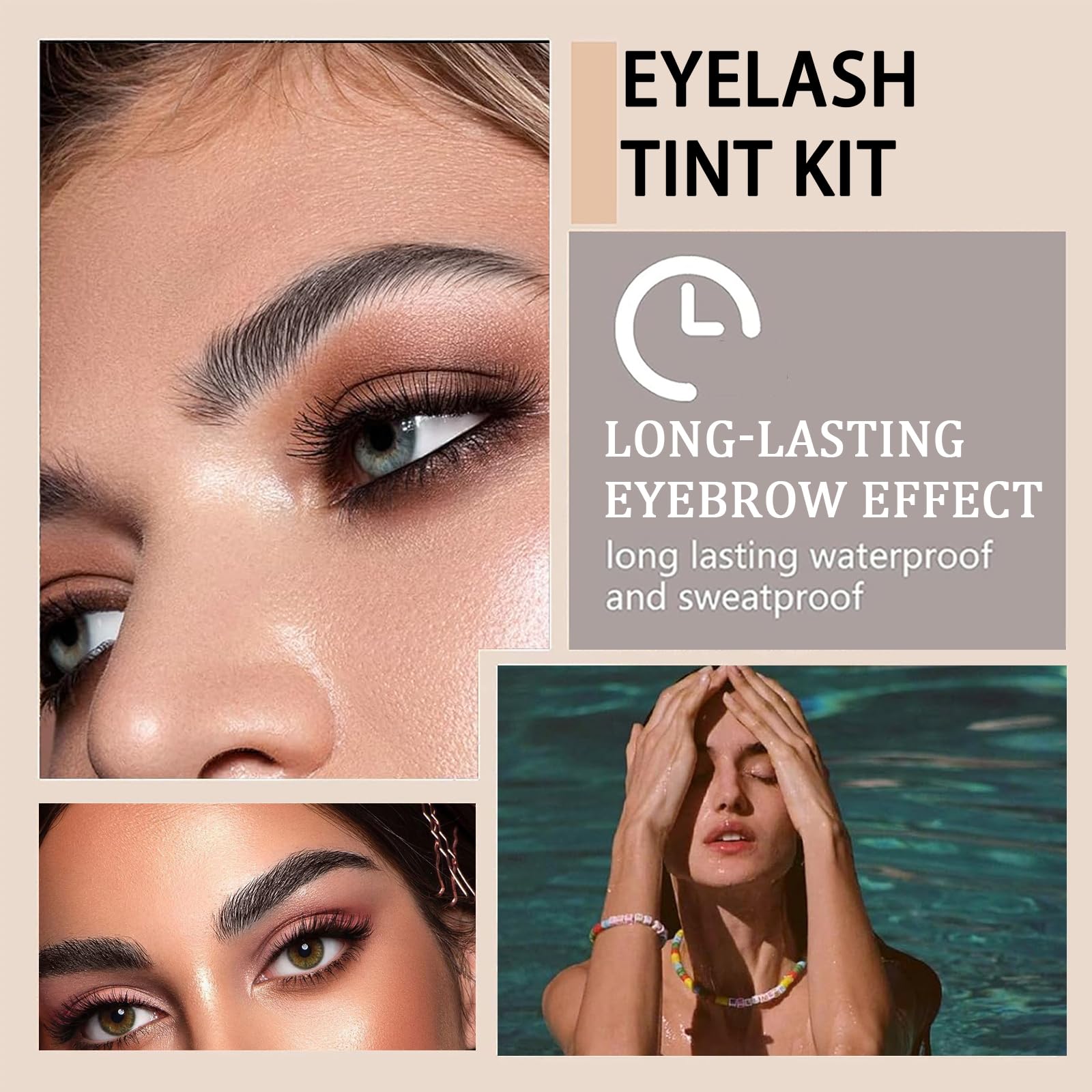 AuraAnge Eyebrow & Eyelash Tint Kit, Black Eyebrow Dye, Semi-Permanent Eyelash Tint, Volume Lashes & Full Brows Last 4 Weeks, Fast & Easy Application with All Tools, Sensitive Skin Friendly, 30ml
