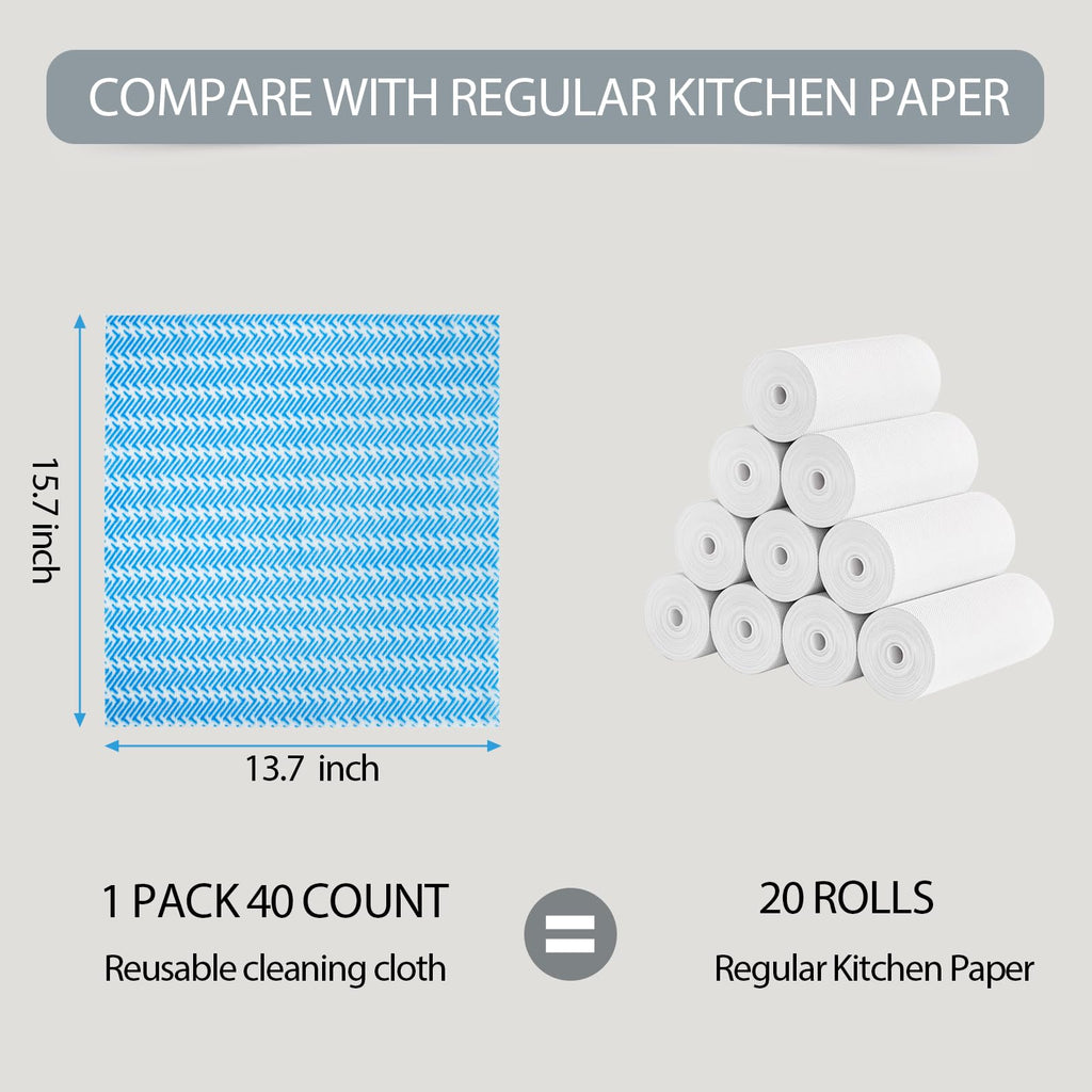 UKEENOR Disposable Dish Cloths,Multi use Reusable Cleaning Cloth,Machine Washable J Cloth,Heavy Duty Handy Cleaning Wipes 13.7" X 15.7" 40 Count