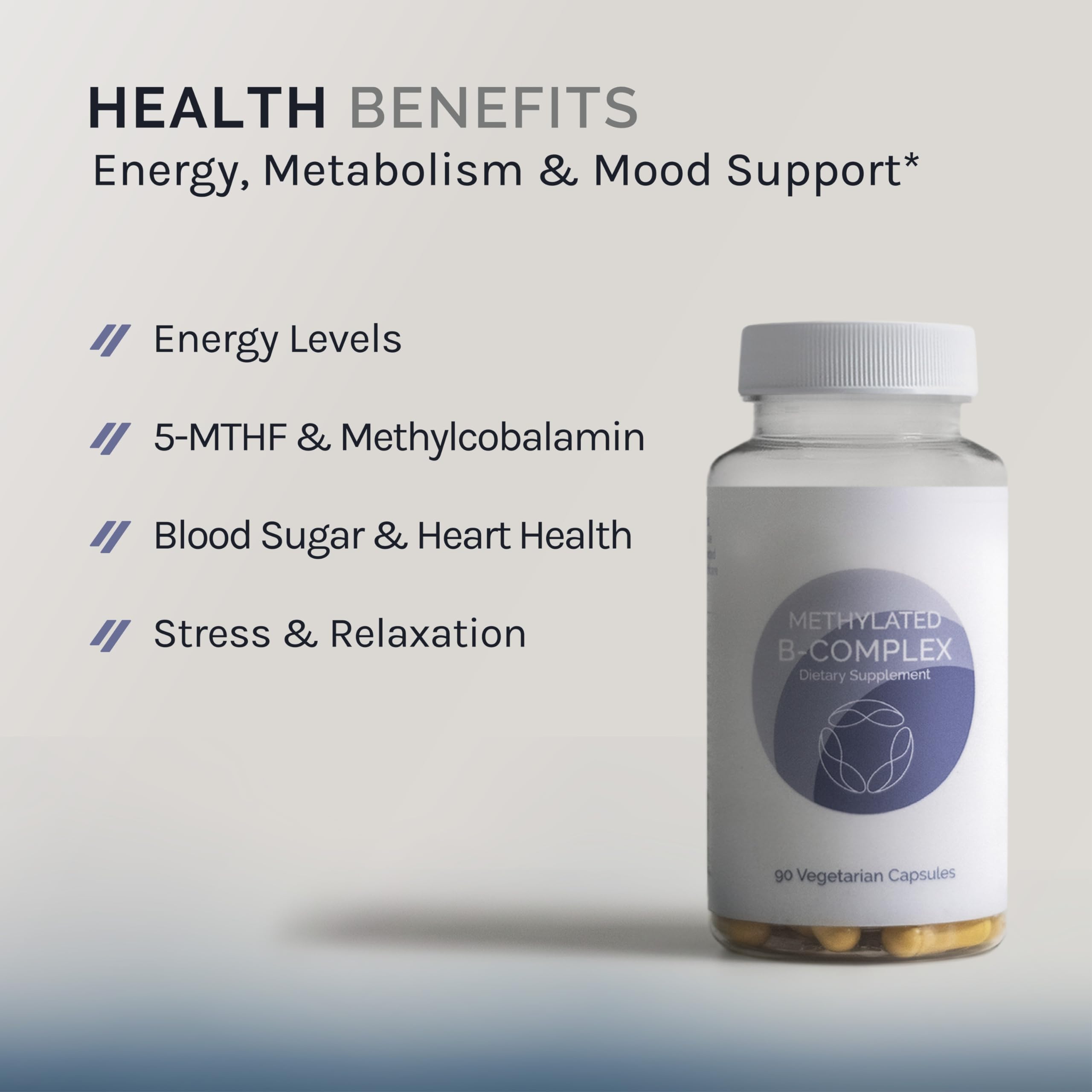InfiniWell Methylated B Complex - Methylated Multivitamin with B Vitamins - High-Potency, Active Forms for Nervous System, Immune & Adrenal Health - Promotes Healthy Methylation (90 Capsules)