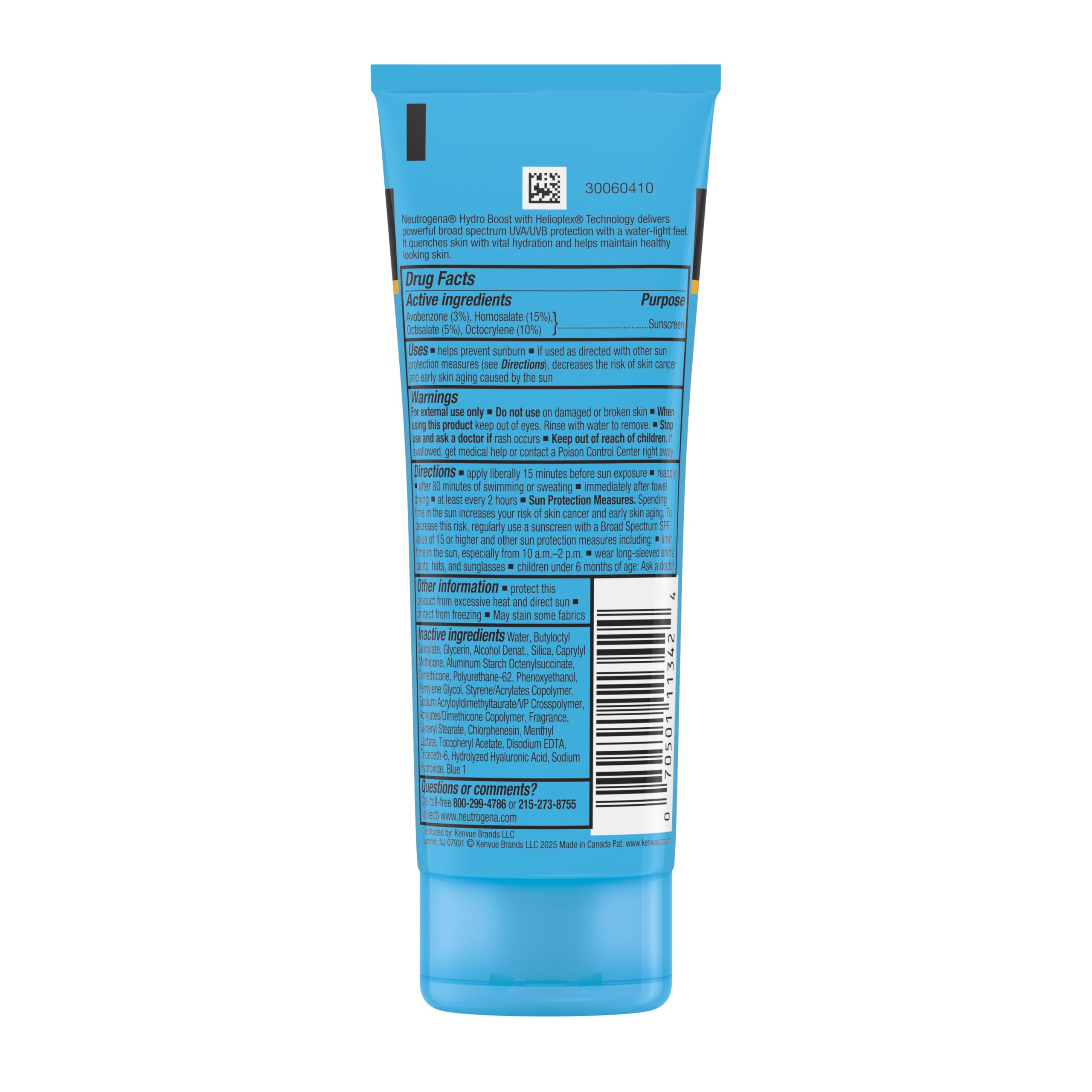 Neutrogena Hydro Boost Water Gel Sunscreen SPF 50, Hydrating & Water‑Resistant Face & Body Sunscreen Lotion, Non‑Greasy, Broad Spectrum, Lightweight Moisturizer, 3 fl oz