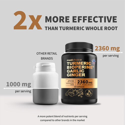4-in-1 Turmeric Joint Support Supplements with Garlic and BioPerine - 2360 mg High Potency Herbal Blend for Mobility, Everyday Flexibility, Digestive Comfort, Active Aging Support (120ct, Pack of 4)