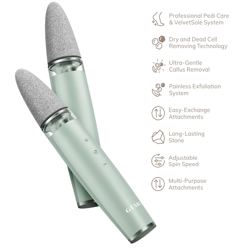GESKE Electric Pumice Foot Smoothing Multi-Pen | 8 in 1 | Electric Foot File & Exfoliator | 3 Pumice Stone Attachments | for Smooth Feet | Advanced Callus Removal | for Your Pedicure Set