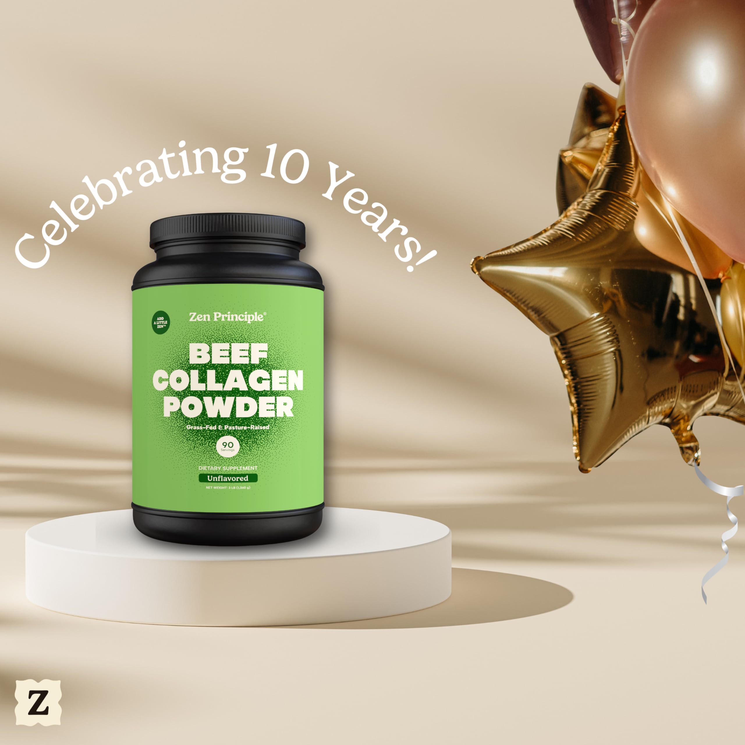 Zen Principle Grass-Fed Agglomerated Hydrolyzed Collagen Peptides 3 lb. Anti-Aging Protein for Healthy Hair, Skin & Joints. Paleo Friendly, GMO and Gluten Free, Pasture-Raised Bovine.