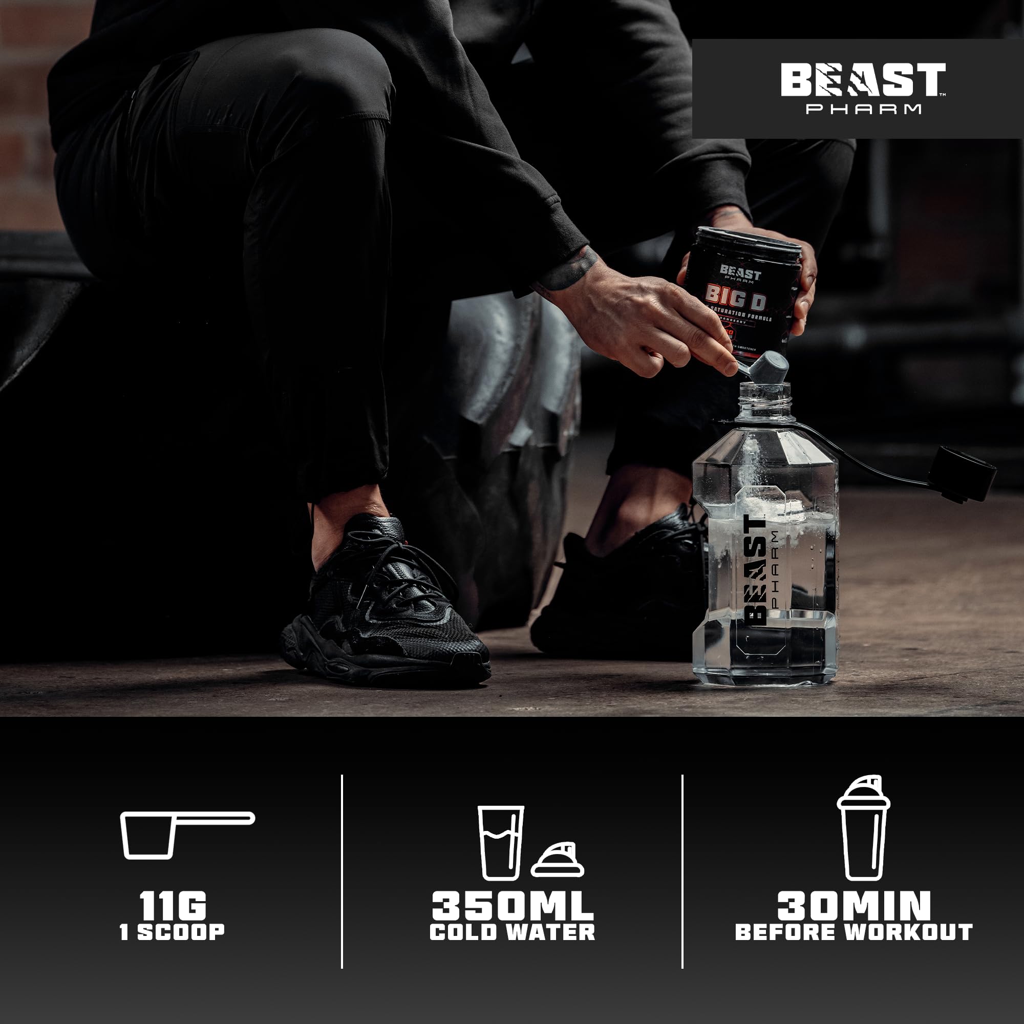 Beast Big D with Creatine Monohydrate Powder 30 Servings, Cranberry