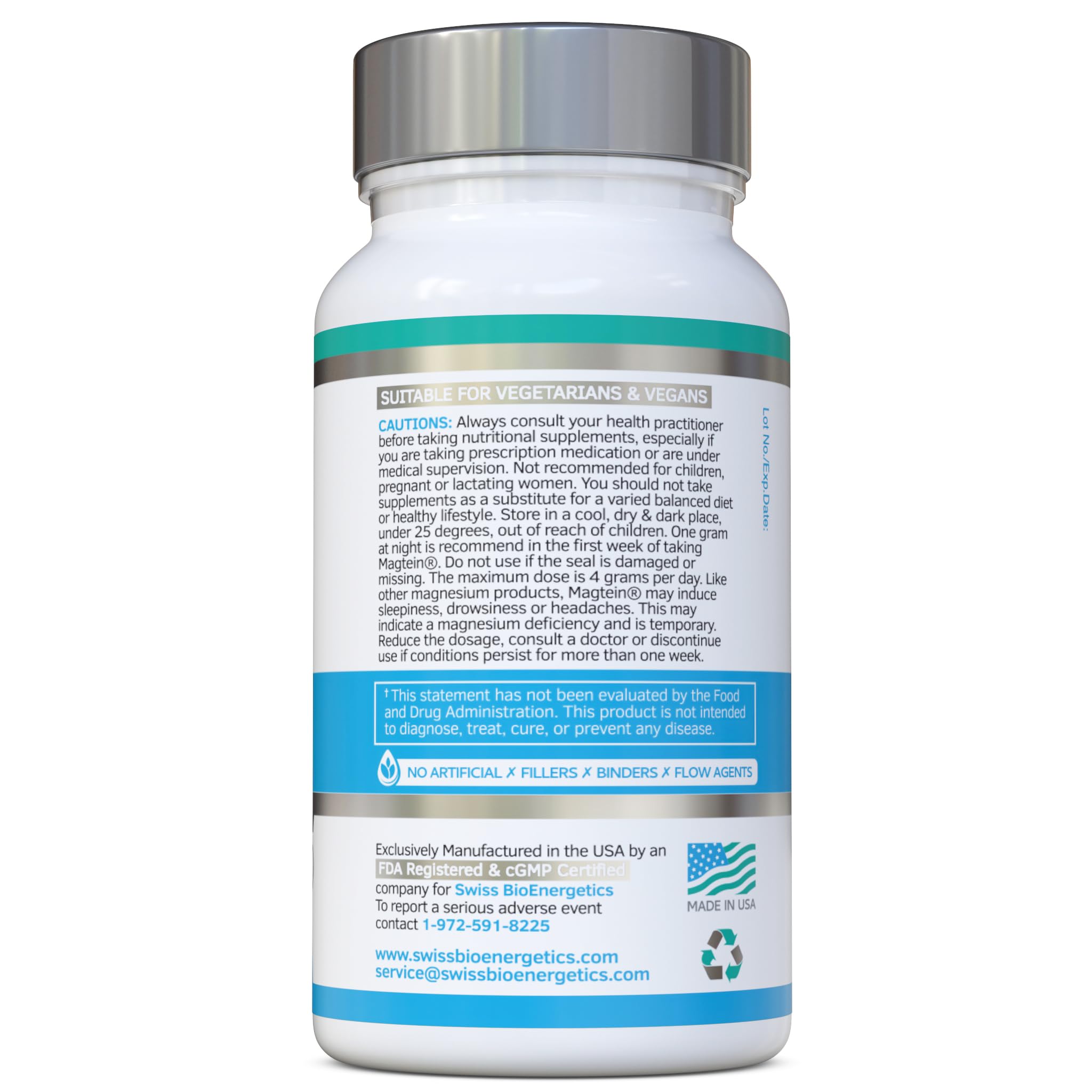 Magnesium L-Threonate Complex 7-in-1 with 1000mg of Magtein Plus Magnesium as Bisglycinate, Taurate, Citrate, Gluconate, Malate & Lactate - Supports Sleep - Vegan, US Made and No Artificial Nasties