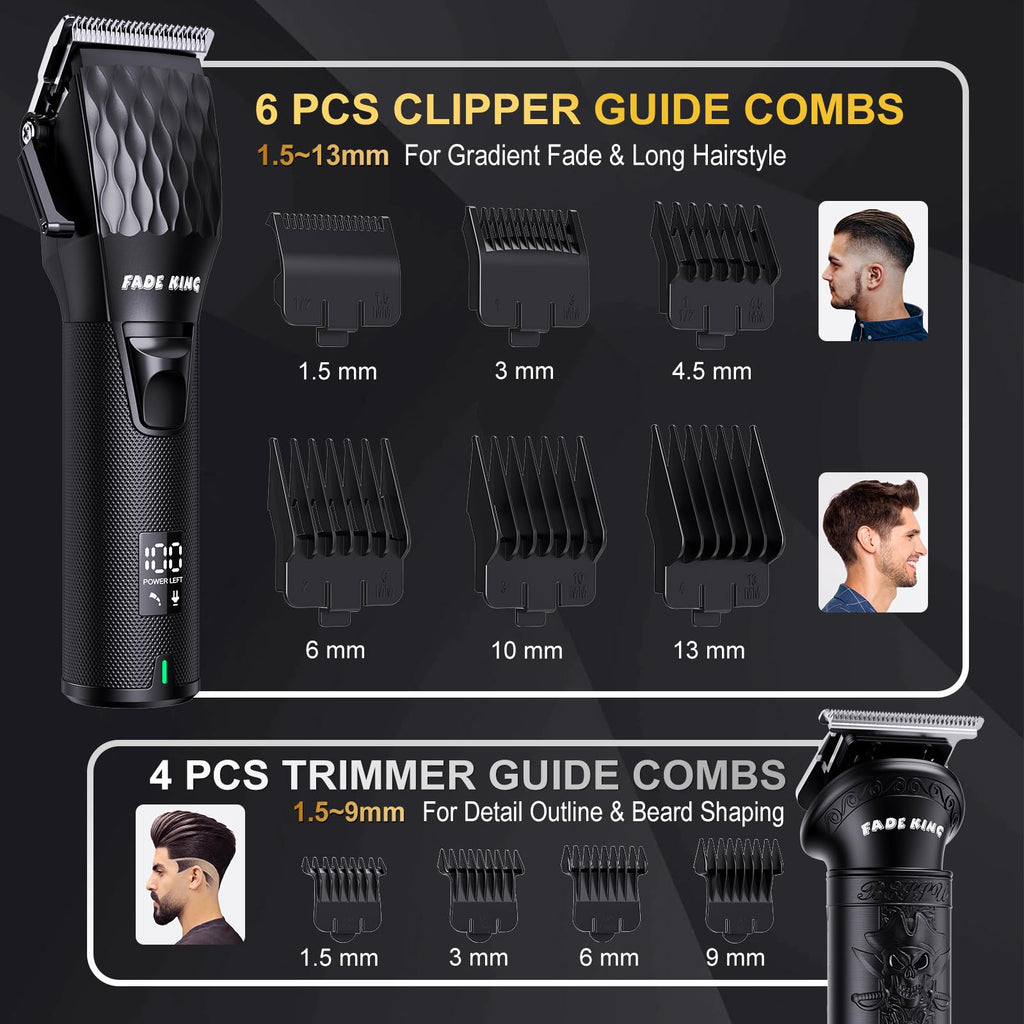 FADEKING® Professional Hair Clippers for Men - Cordless Beard Trimmer & Nose Hair Trimmer Set, All-in-One Mens Grooming Kit with Foil Shaver - Fathers Day Gift for Dad Men Husband