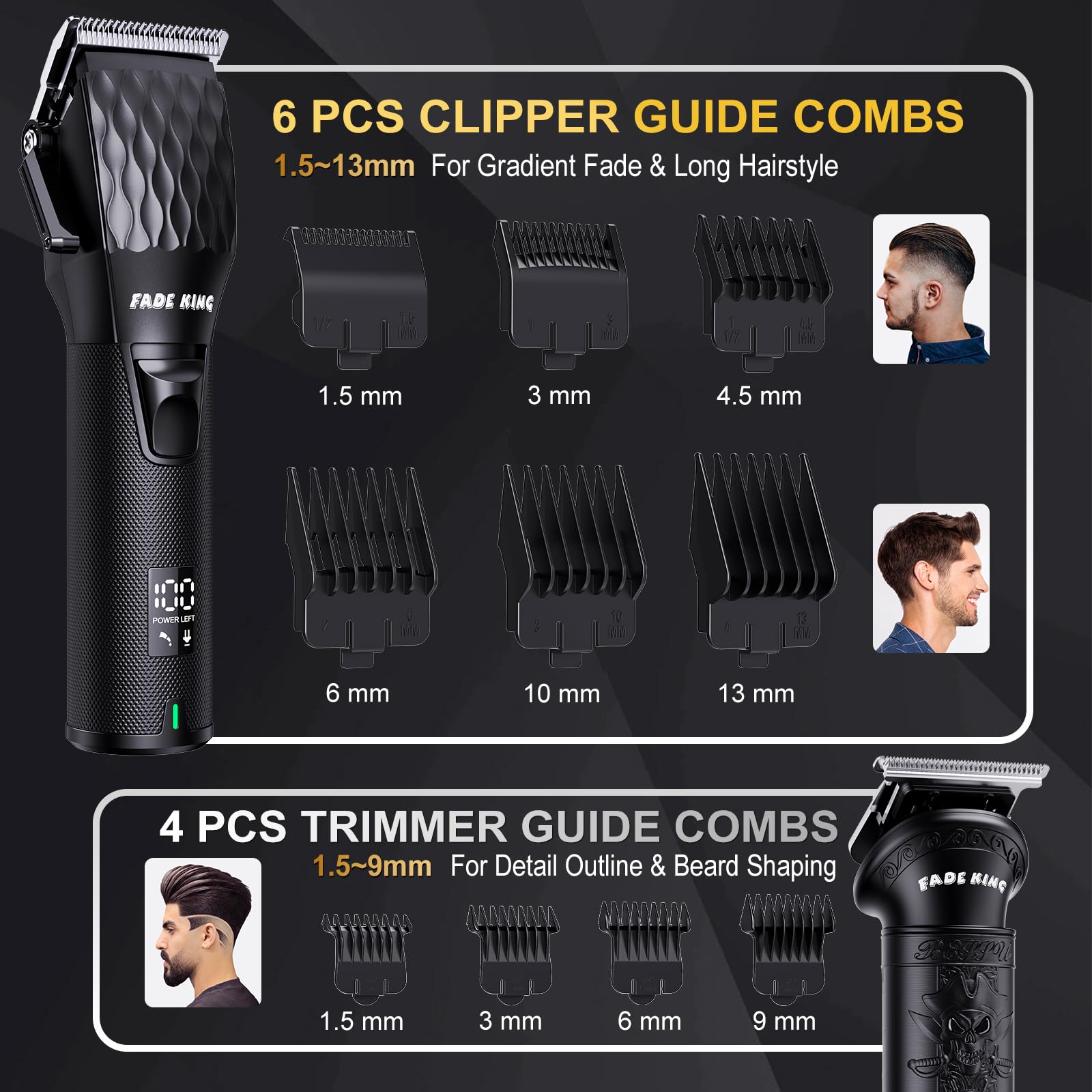 FADEKING® Professional Hair Clippers for Men - Cordless Beard Trimmer & Nose Hair Trimmer Set, All-in-One Mens Grooming Kit with Foil Shaver - Fathers Day Gift for Dad Men Husband