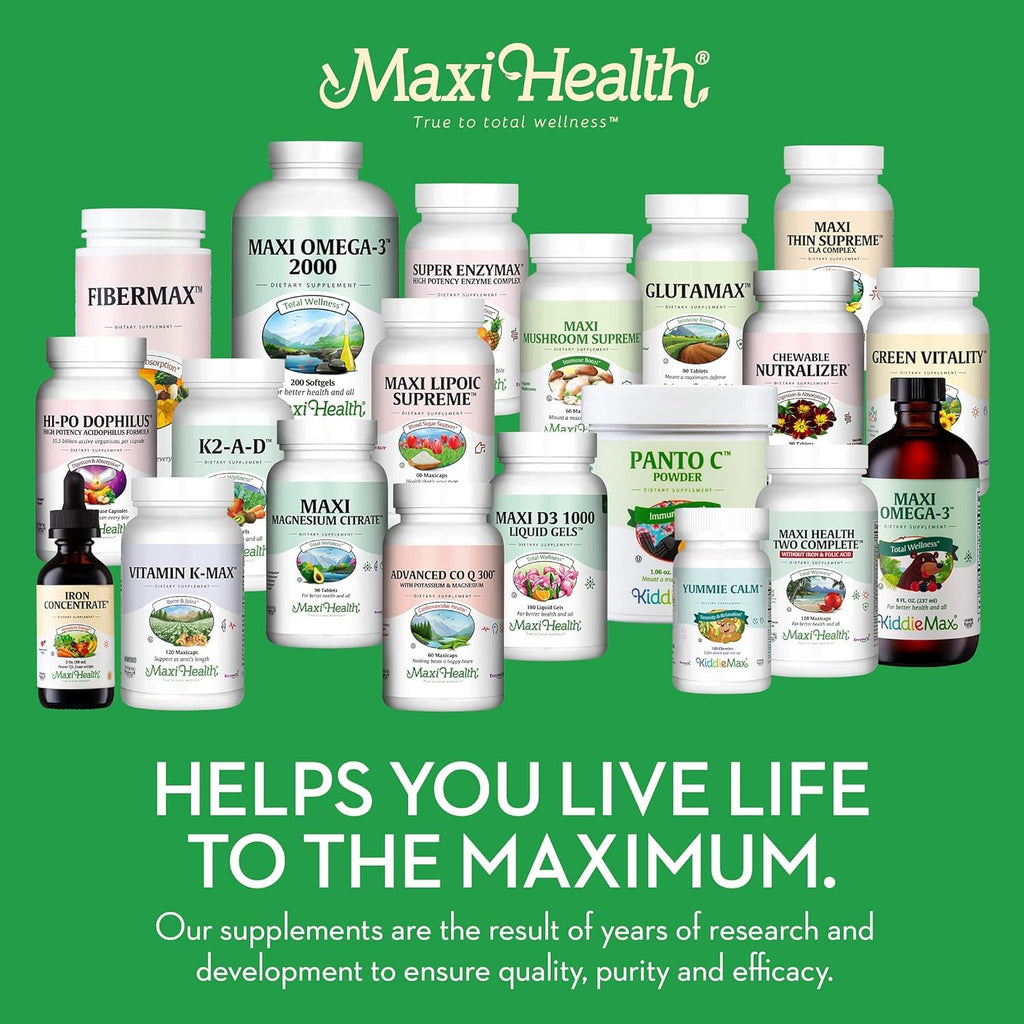 Maxi Health Chewable Multivitamin for Kids, Teens and Adults - Cherry Chewable Vitamins for Adults & Children - Kosher Kids Multivitamin + Iron (90 Tablets)