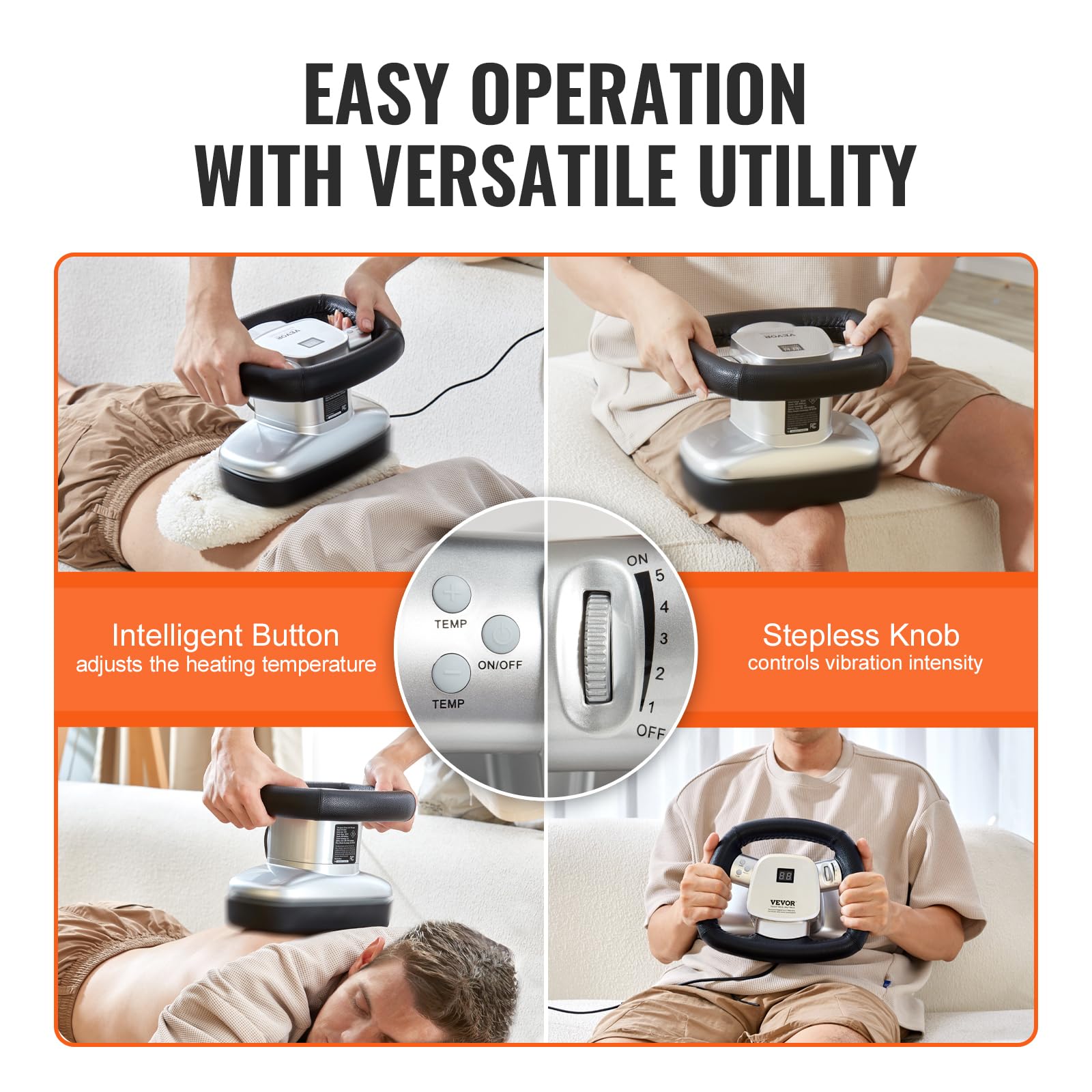 VEVOR Chiropractic Massager, 400-4600rpm Variable Speed Professional Vibrating Massager, Handheld Chiropractic Orbital Body Massager for Back, Neck, Shoulder Muscle Relief