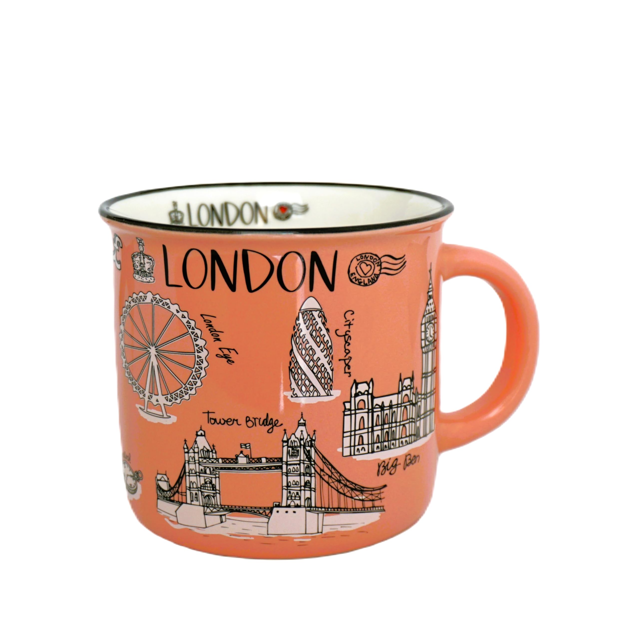 London Elegance Coffee/Tea Cup Souvenir Iconic Cityscape Design Home Kitchen Office, Decorative Gift Box - UK England London Souvenir