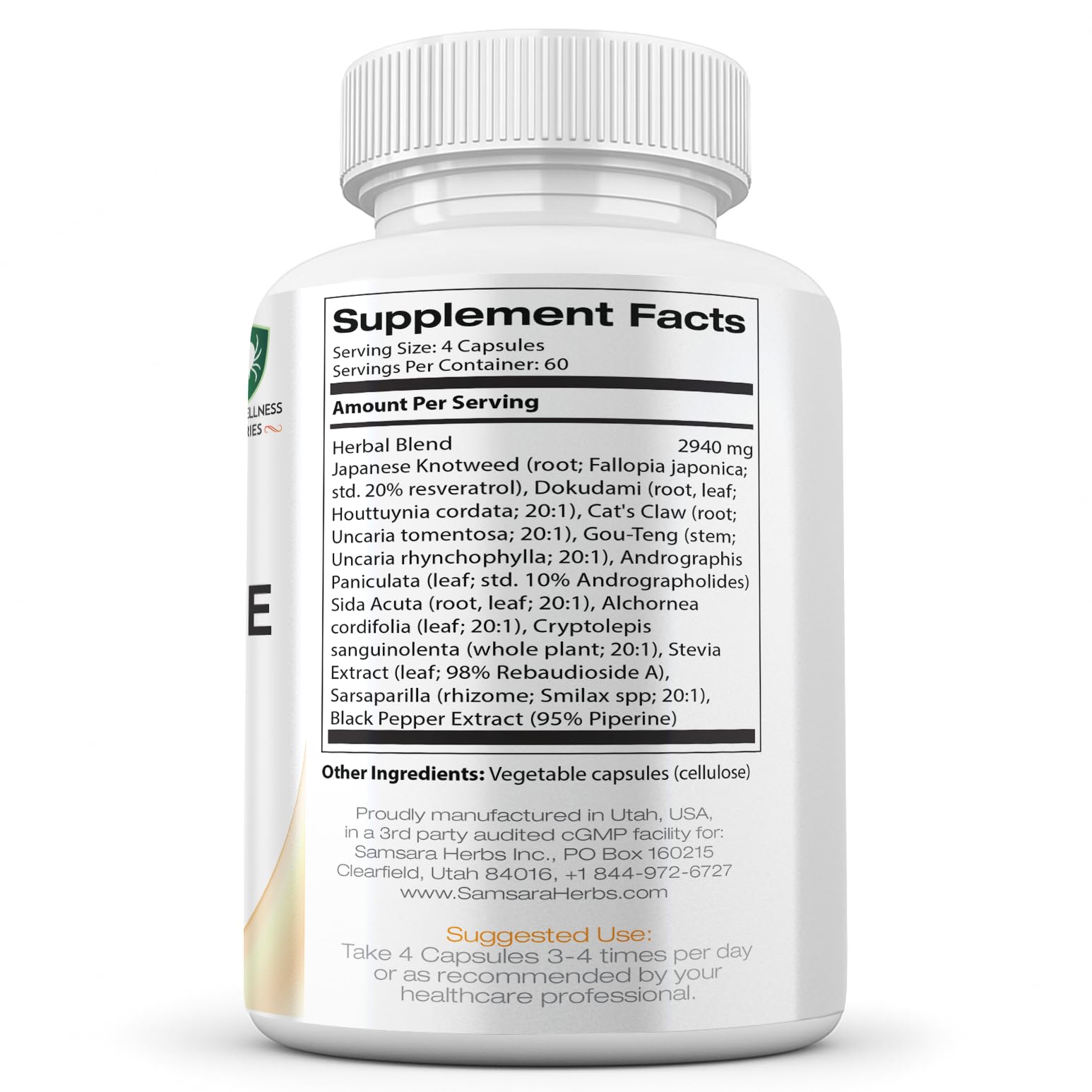 Samsara Herbs Tick Immune Support - Japanese Knotweed, Cats claw, Andrographis, Cryptolepis, Sarsaparilla, Resveratrol, Tick Bite Support 240 Capsules