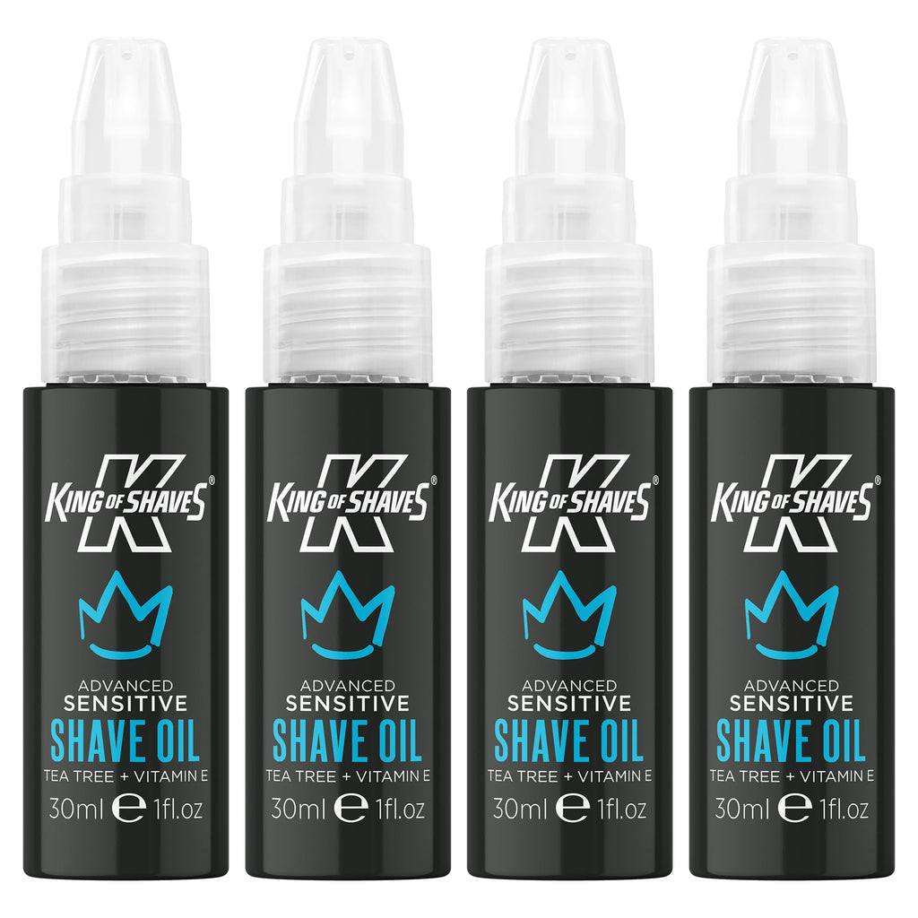 King of Shaves Sensitive Advanced Shaving Oil With Handy Pump QUAD PACK 1.01 fl oz