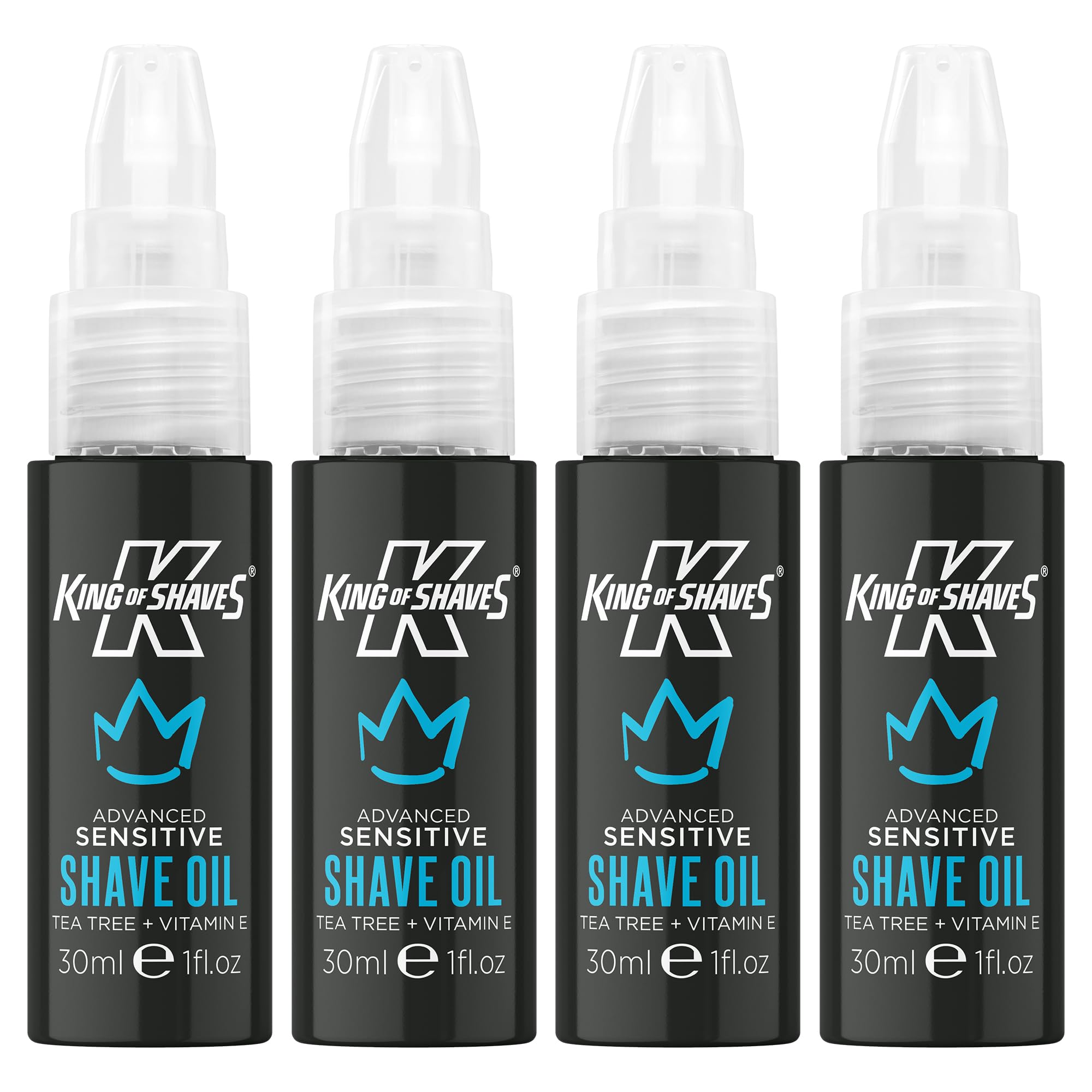King of Shaves Sensitive Advanced Shaving Oil With Handy Pump QUAD PACK 1.01 fl oz