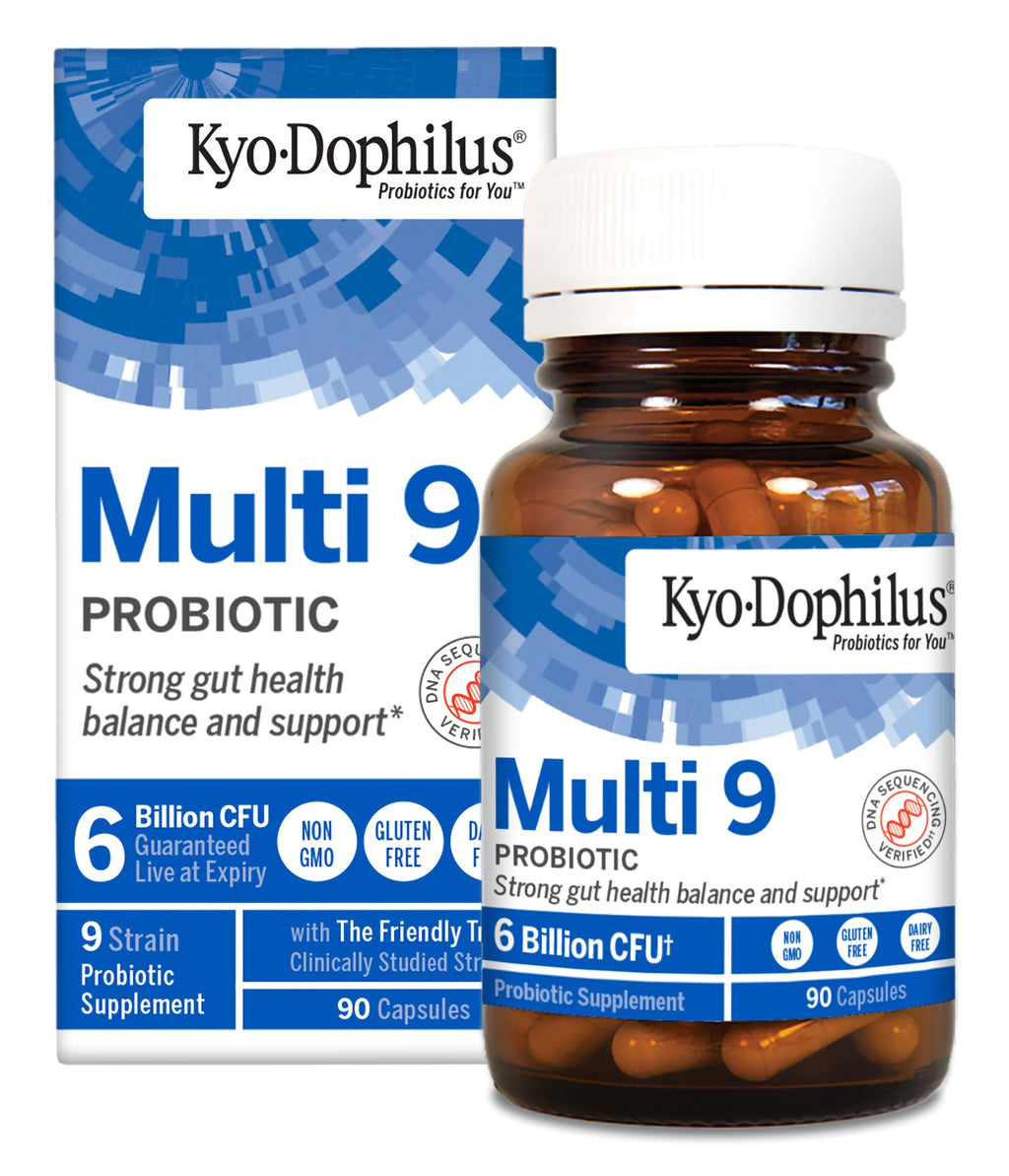 Kyolic Kyo-Dophilus Multi 9 Probiotic - Multi-Strain Probiotic Blend for Digestive Function, Healthy Gut Flora & Microbiome Support* - 6 Billion CFU - Gluten-Free - 90 Capsules (45 Servings)