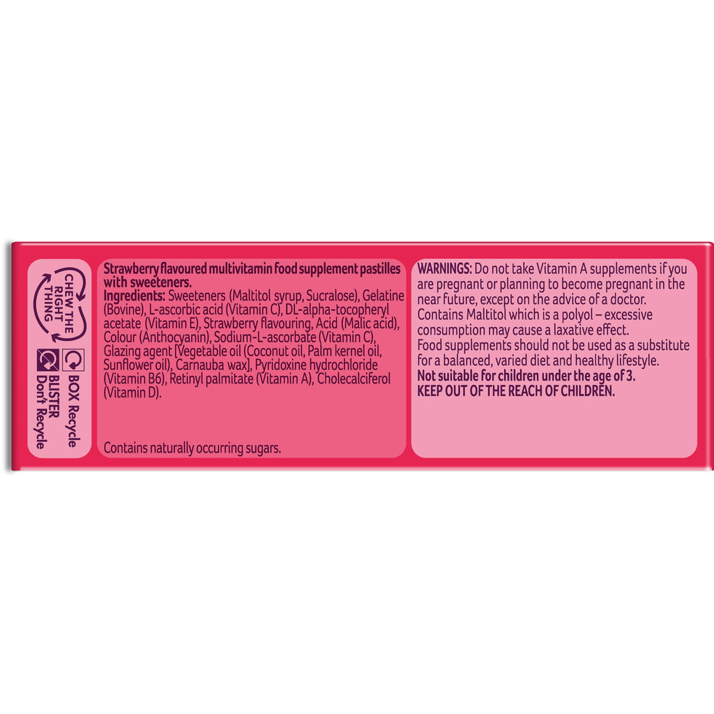 Bassetts 3 - 6 Years Strawberry Flavour 30 Chewies Multivitamins - by Bassett's