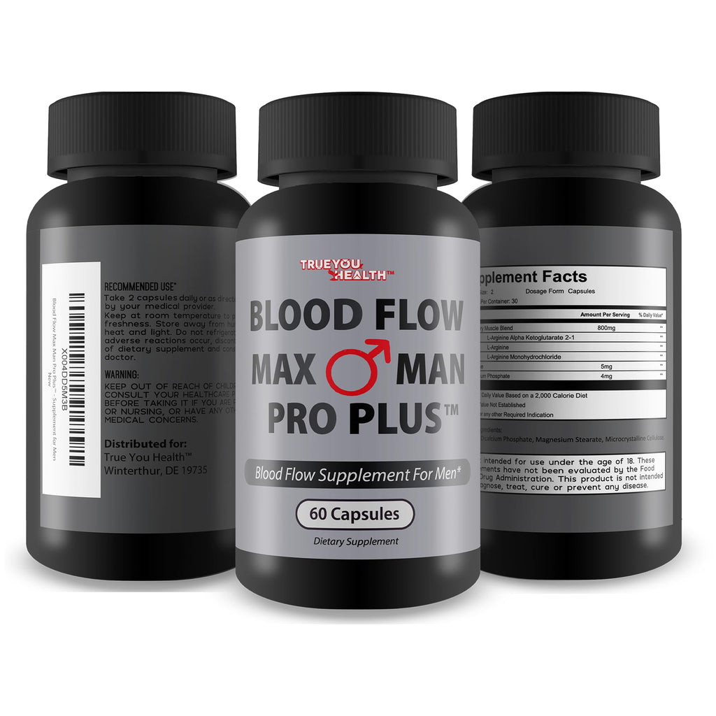 Blood Flow Max Man Pro Plus - Our Best Circulation Mens Blood Flow Supplement - Men Blood Flow Care - Healthy Blood Flow Support - Advanced Blood Flow Supplement Powder Capsules Best Blood Flow