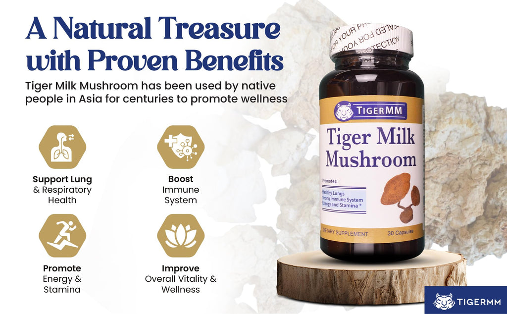 Tiger Milk Mushroom (Lignosus rhino.) USA, Lung Respiratory Immune Support 450mg capsule