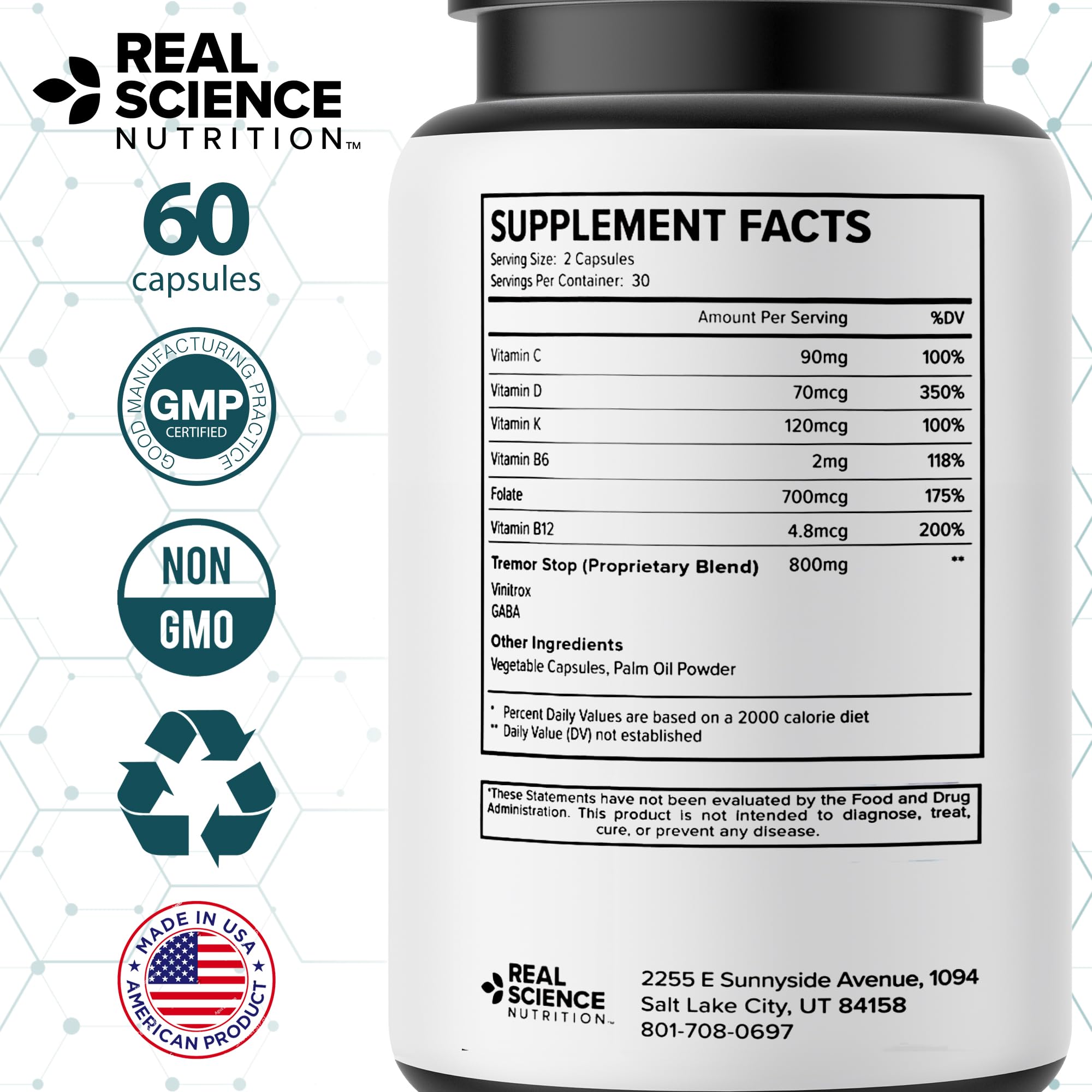 Real Science Ataxinol - Muscle Relaxer & Nerve Support Supplement for Coordination & Muscle Stability - with Vinitrox & GABA for Circulation Support & Nitric Oxide Production, Made in USA, 60 Caps