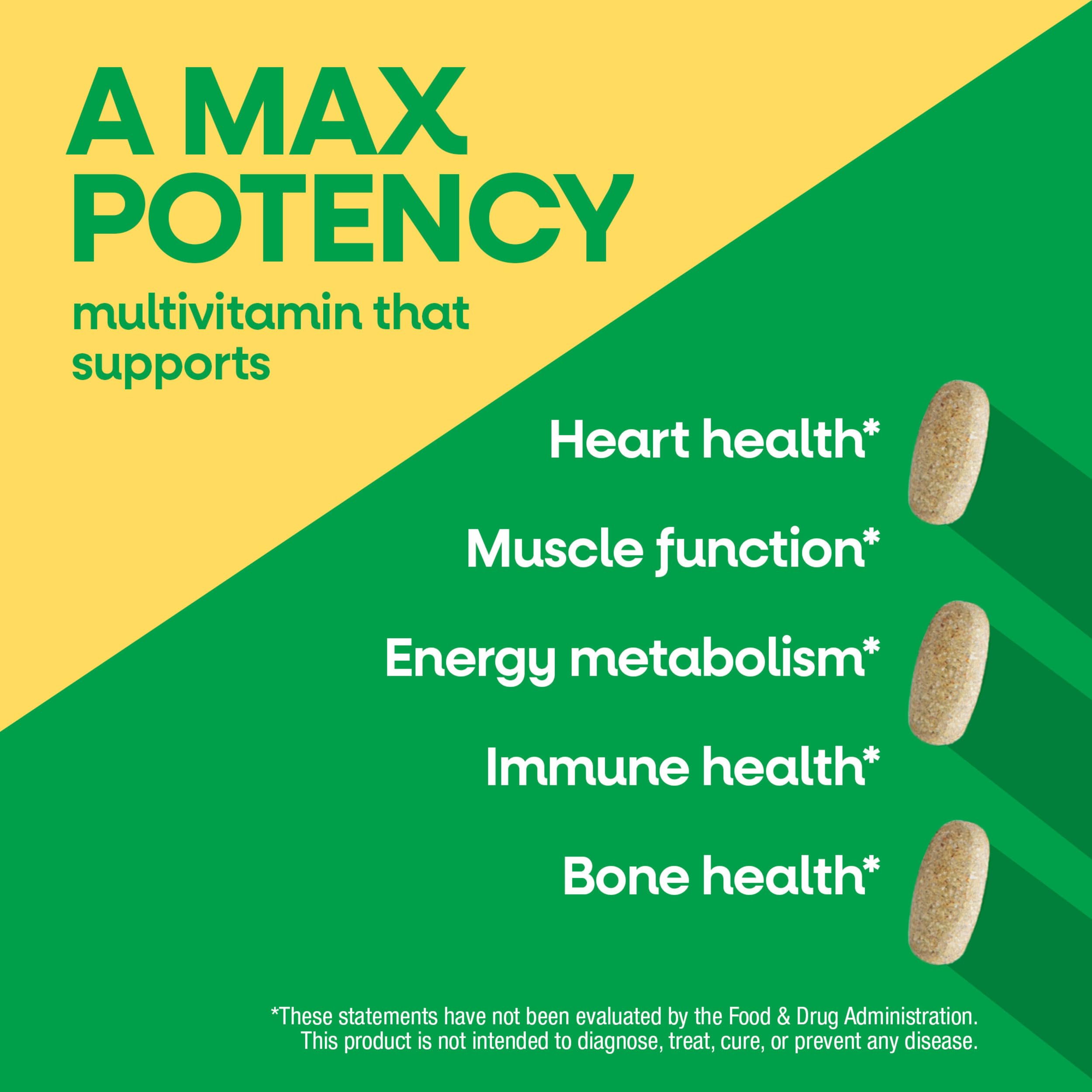 Nature's Way Alive! Max3 Potency Daily Multivitamin with Iron, High Potency Adult Multivitamins to Support Cellular Energy Metabolism, Heart, and Muscle Function* for Women & Men, 180 Tablets