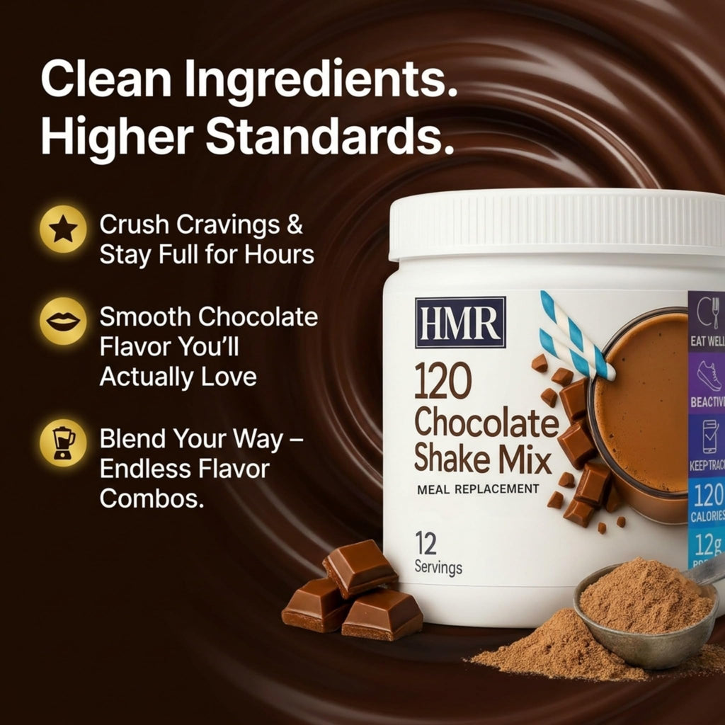 HMR 120 Chocolate Shake Meal Replacement Powder | Chocolate Shake Mix to Support Healthy Weight Loss | 12g of Protein | Nutritional Drink | Low Calorie Food | 12 Servings