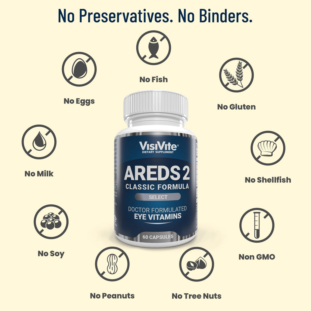VisiVite AREDS 2 Select Eye Vitamins for Macular Support - Vitamins for Eyes with Zeaxanthin Plus Lutein Macular Supplement - Premium Macular Health Formula - Eye Supplements for Adults - 60 Capsules