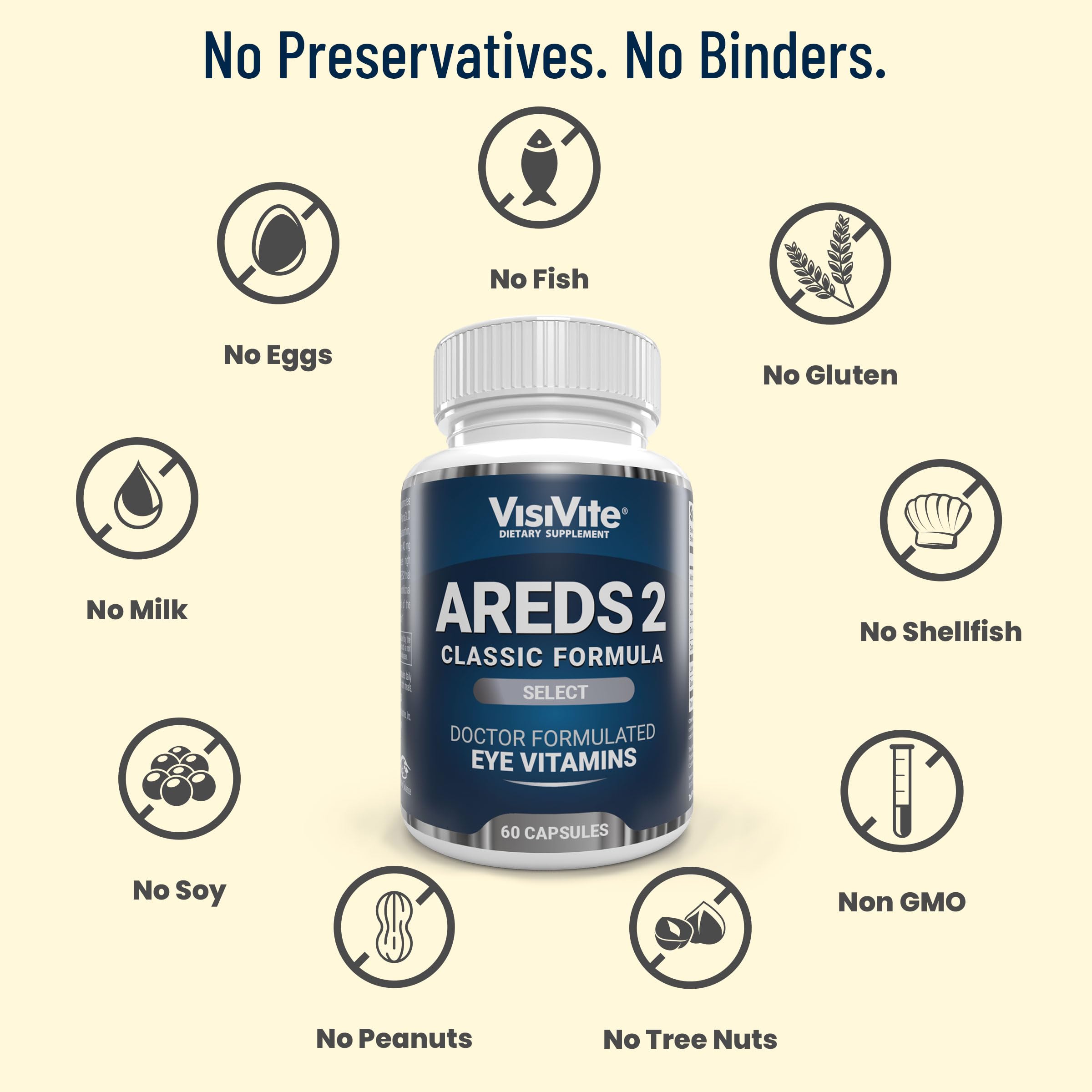 VisiVite AREDS 2 Select Eye Vitamins for Macular Support - Vitamins for Eyes with Zeaxanthin Plus Lutein Macular Supplement - Premium Macular Health Formula - Eye Supplements for Adults - 60 Capsules