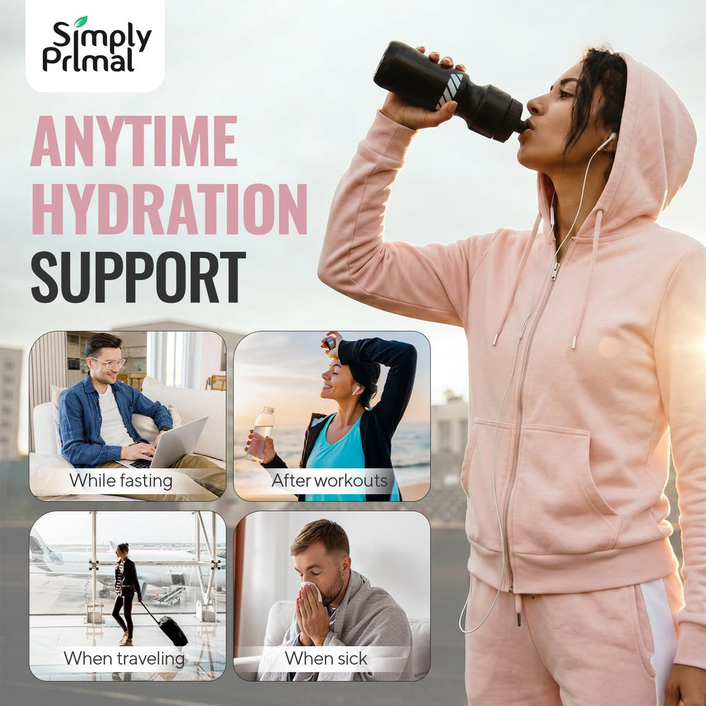Simply Primal WATERFAST Monk Fruit Keto Electrolyte Powder for Fasting and Hydration- Strawberry Watermelon Flavor | Pink Himalayan Salt (Sodium), Potassium, Magnesium, Calcium | Sugar Free