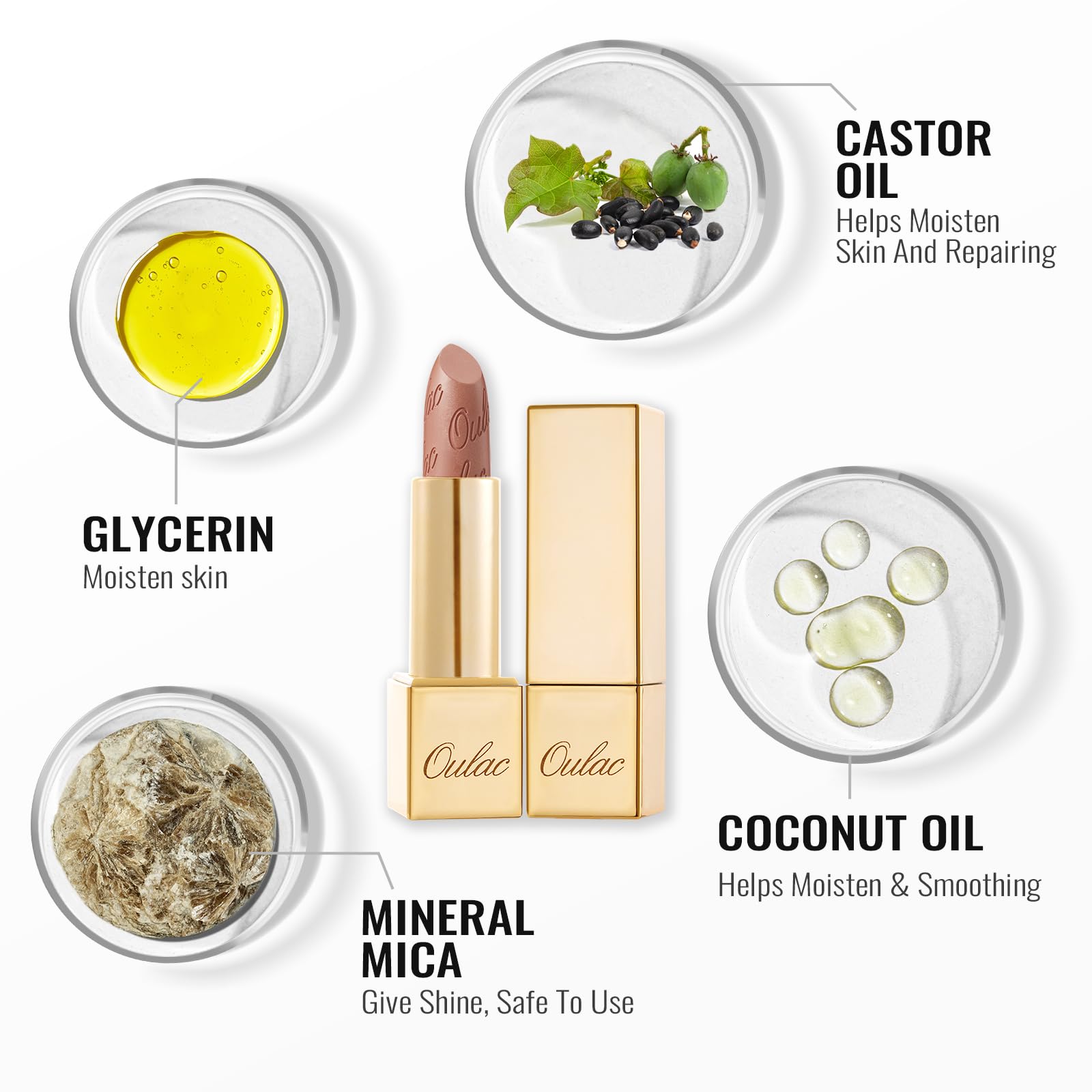 OULAC Metallic Shine Glitter Lipstick Set, Nude High Impact Lipcolor, Lightweight Soft and Ultra Hydrating, Long Lasting, Vegan 15+17