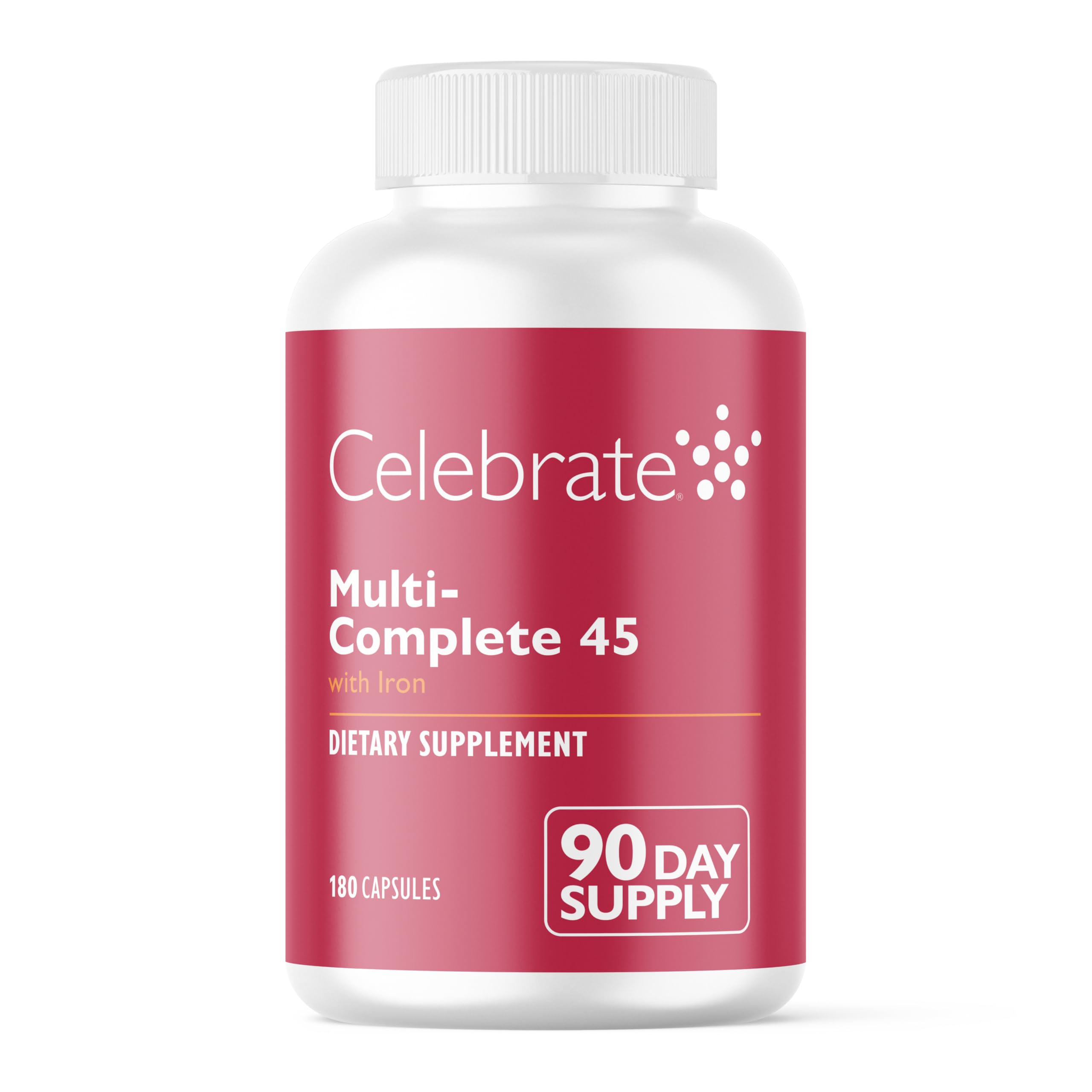 Celebrate Vitamins Bariatric Multivitamin with Iron 45 mg - Post Surgery Easy to Swallow Veggie Capsules for Gastric Sleeve & Bypass Patients, with Vitamin A, D & E, 3 Months Supply (180 Capsules)