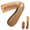 BESTOOL Foldable Green Sandalwood Comb for Men's Grooming & Combing Hair, Beards & Mustaches, Antistatic, Naturally Scented Detangling Comb